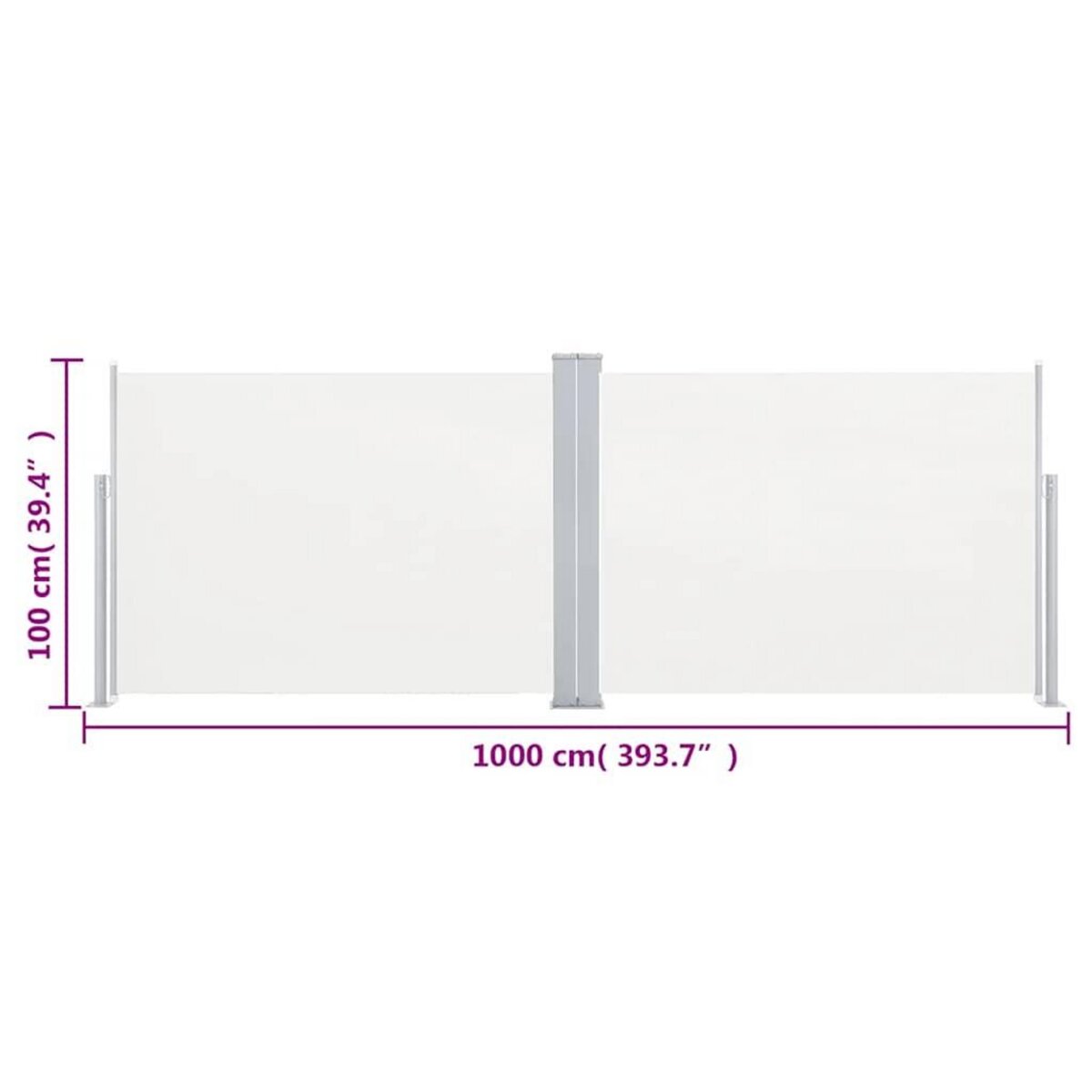 VIDAXL Auvent lateral retractable Creme 100 x 1000 cm