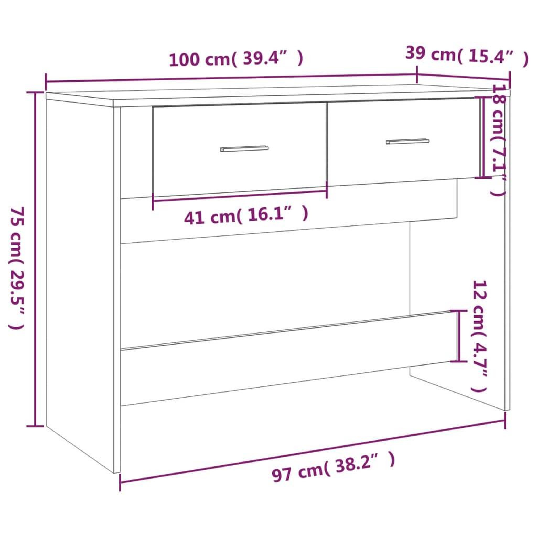 Voir la diapositive 6 : VIDAXL Table console Blanc 100x39x75 cm Bois d'ingenierie