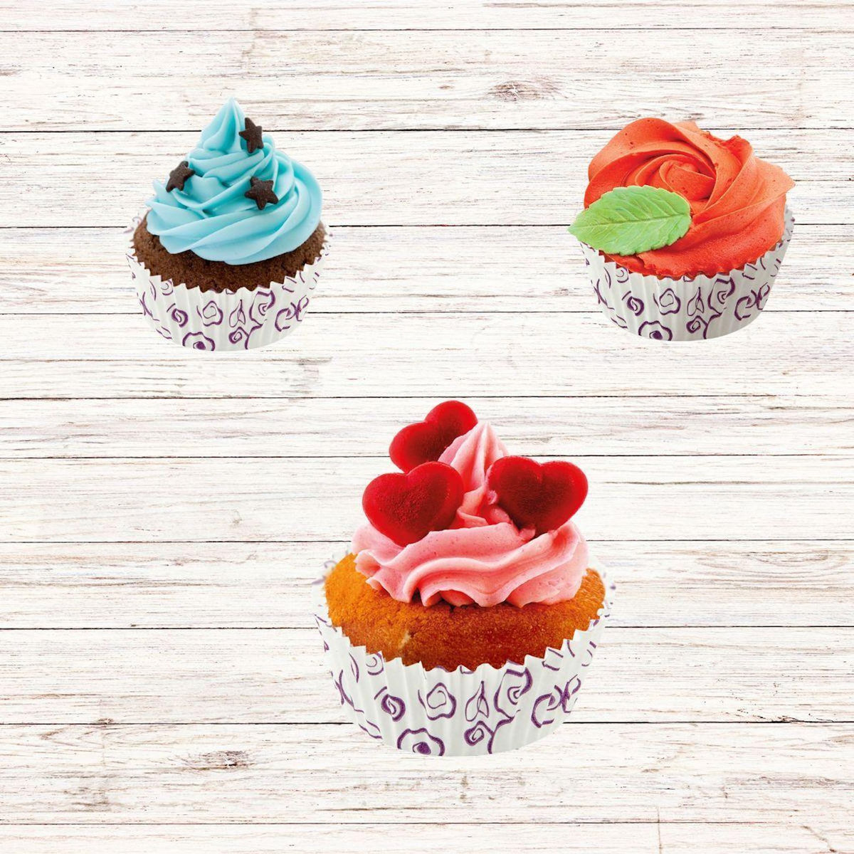 ZENKER Ensemble comprenant 50 moules à muffins en papier motif fleur violette Zenker, 2 bols à mixer en inox Fackelmann