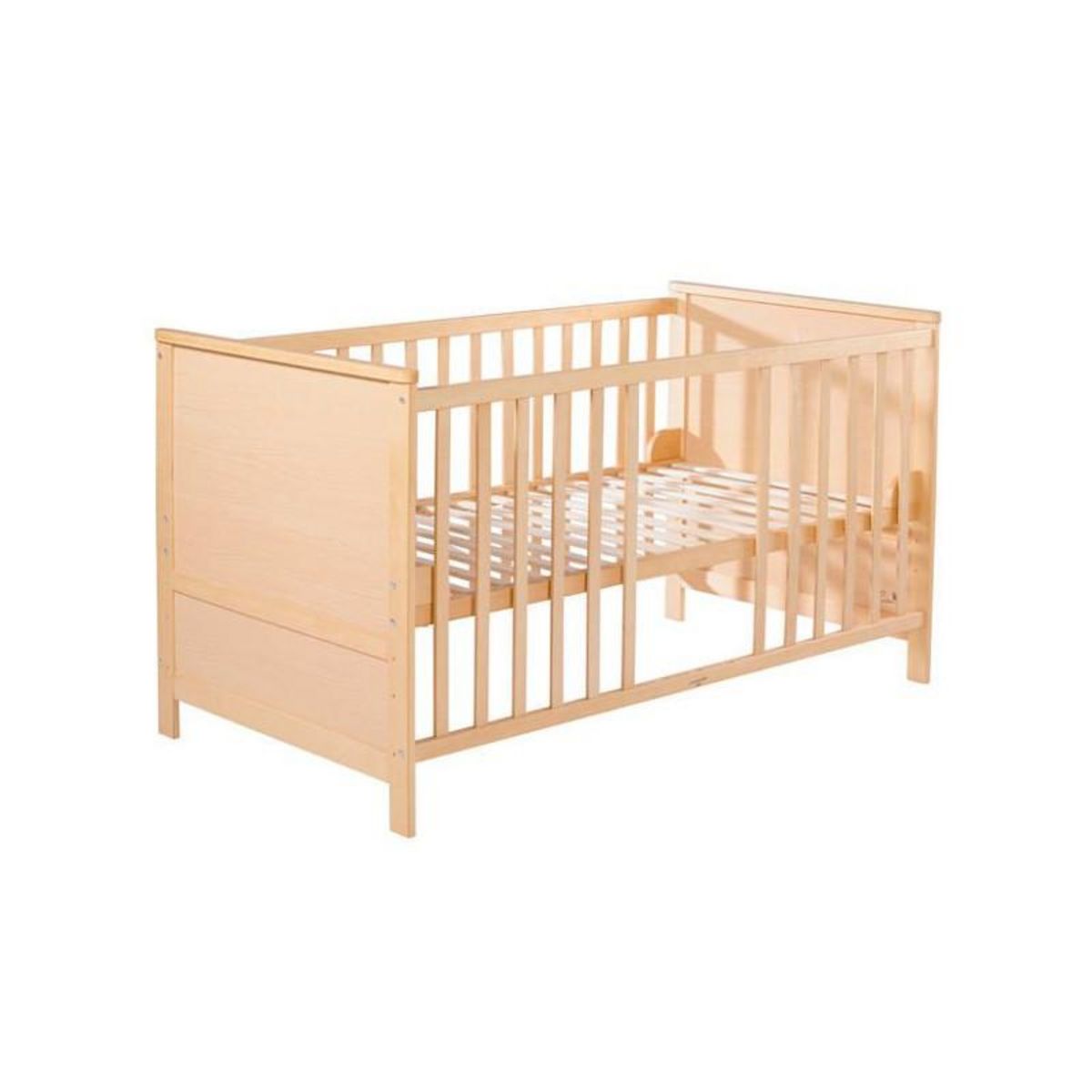 Roba Lit Bébé Évolutif 70x140 - ROBA - Réglable en Hauteur - 3 Barreaux Amovibles - Coins de Transformation Inclus - Bois Naturel