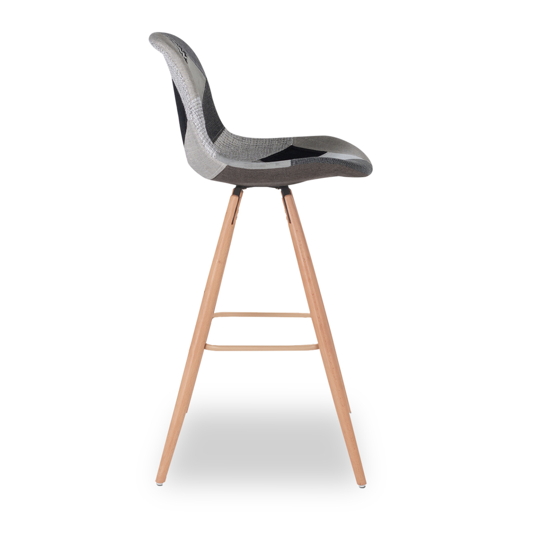 Voir la diapositive 5 : ID MARKET Lot de 4 tabourets de bar sara motifs patchworks noirs, gris et blancs