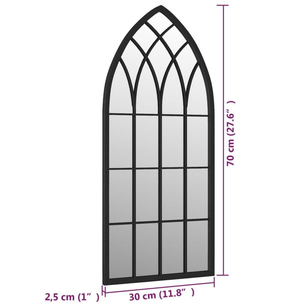 VIDAXL Miroir de jardin Noir 70x30 cm Fer pour utilisation exterieure