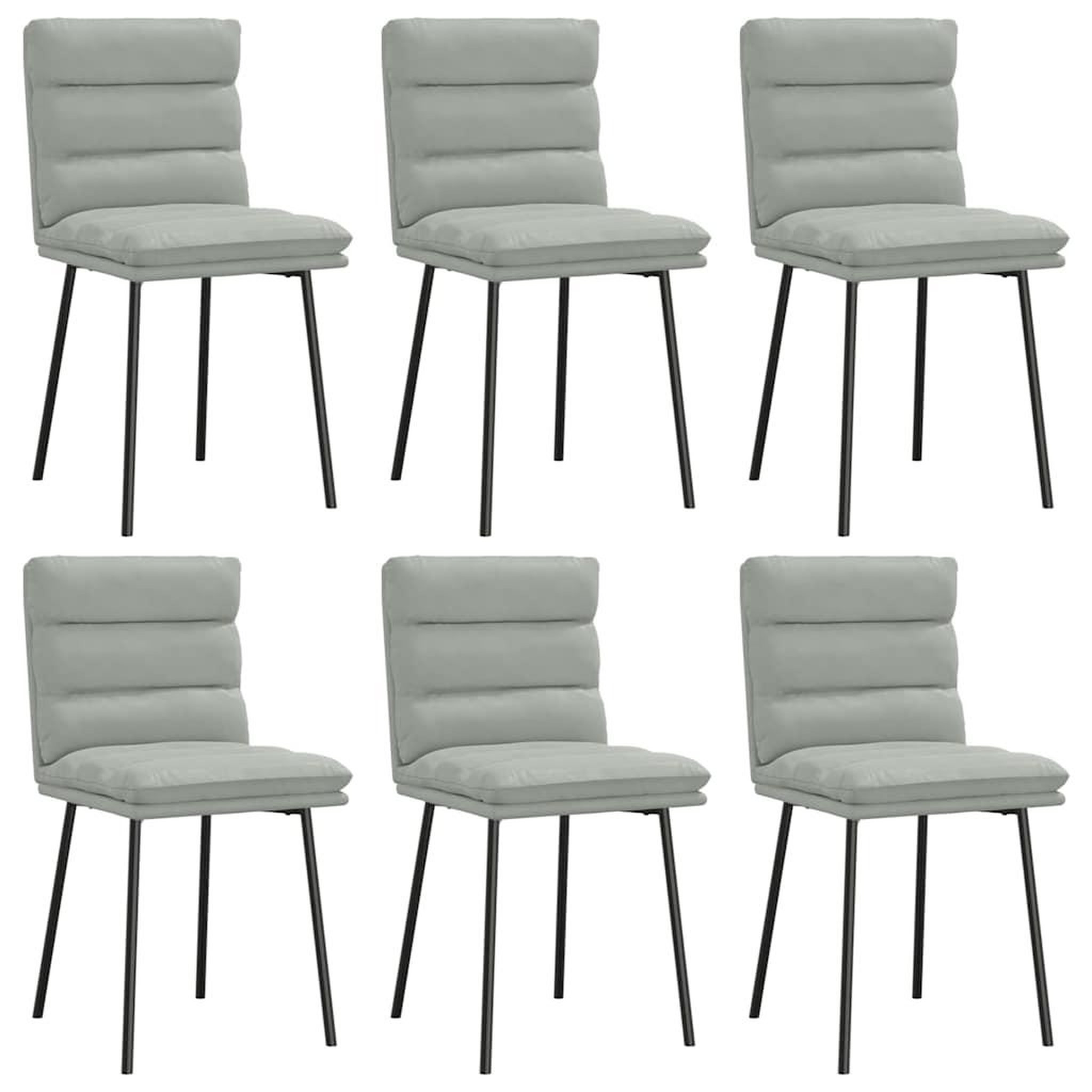 Voir la diapositive 2 : VIDAXL Chaises a manger lot de 6 gris clair velours