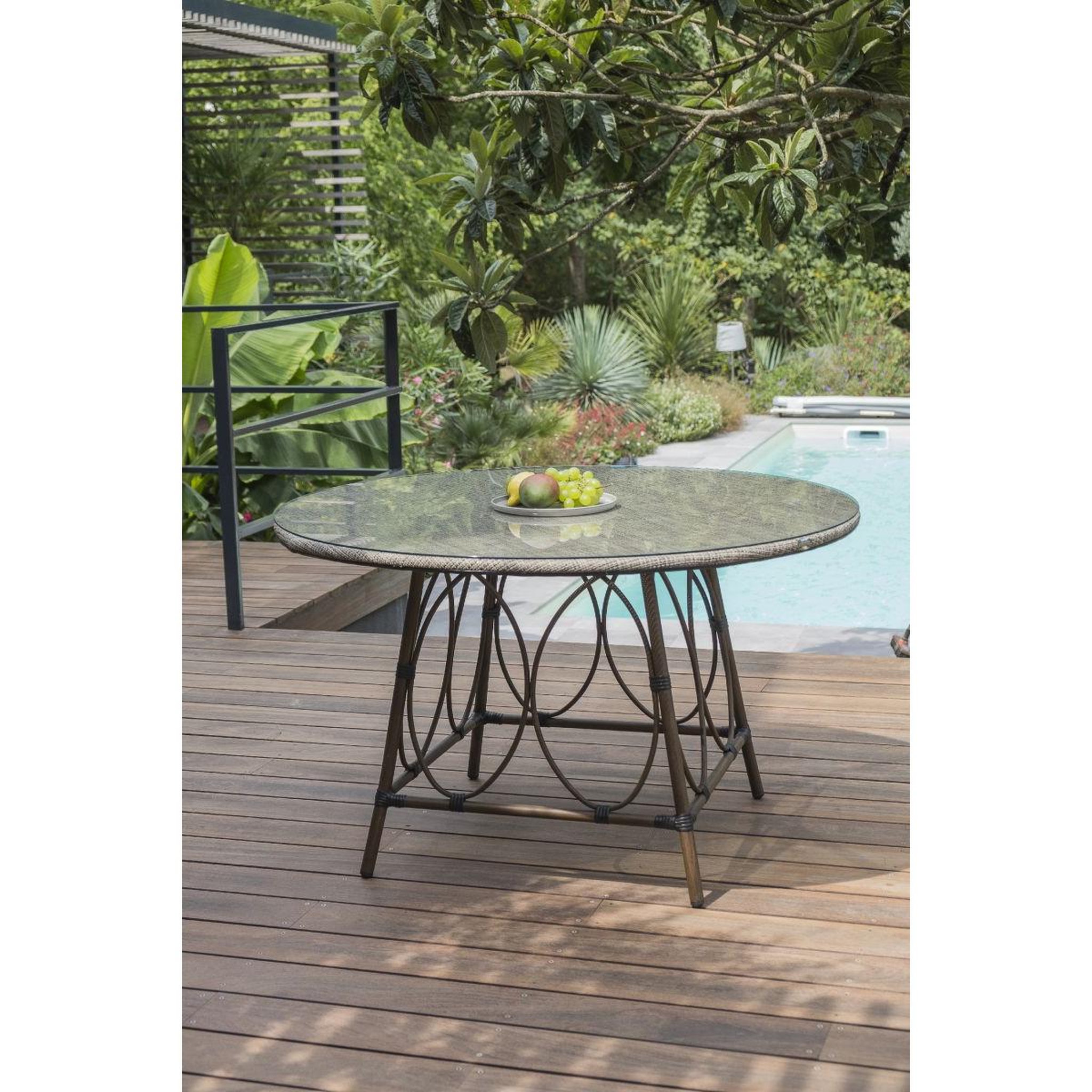 Voir la diapositive 4 : DCB GARDEN Ensemble Table de Jardin & 4 Fauteuils  Ushuaia  125cm Marron