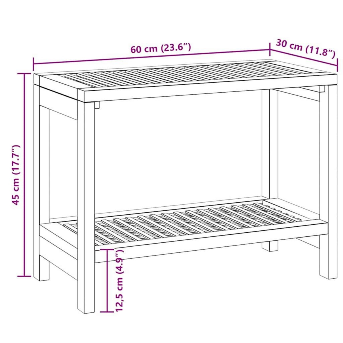 VIDAXL Table d'appoint de salle de bain 60x30x45cm bois de teck solide
