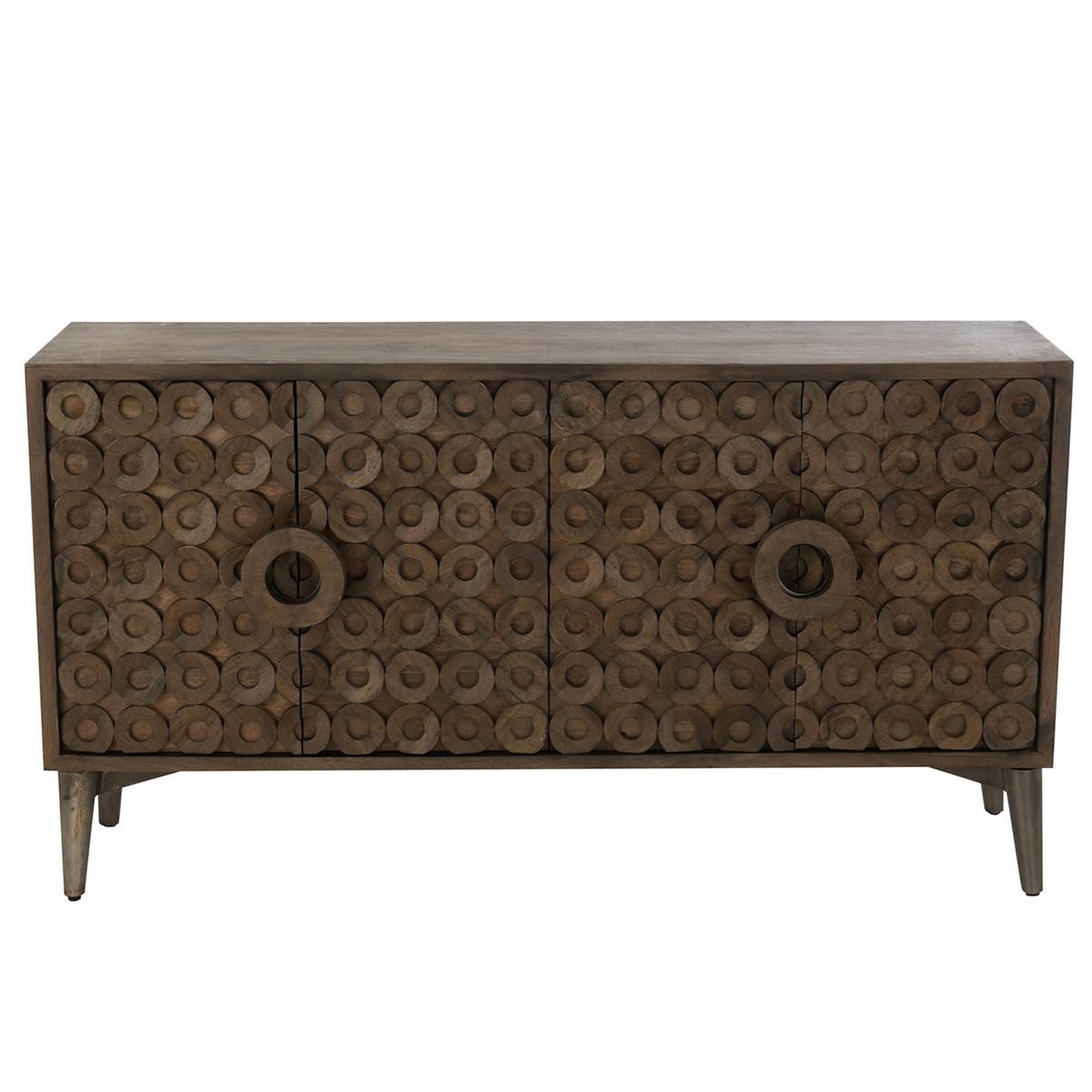 Voir la diapositive 2 : J-LINE Buffet 4 portes en bois  anderson  152cm marron