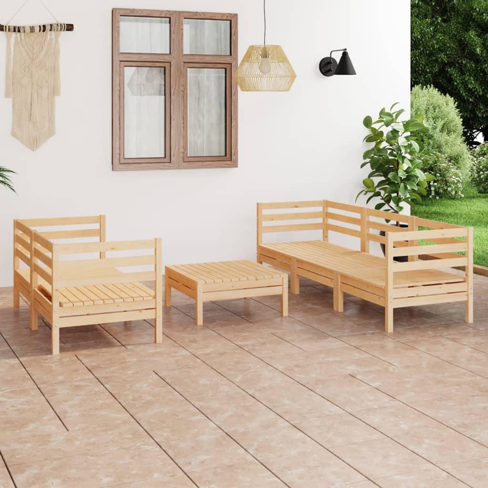 Voir la diapositive 1 : VIDAXL Salon de jardin 6 pcs Bois de pin massif