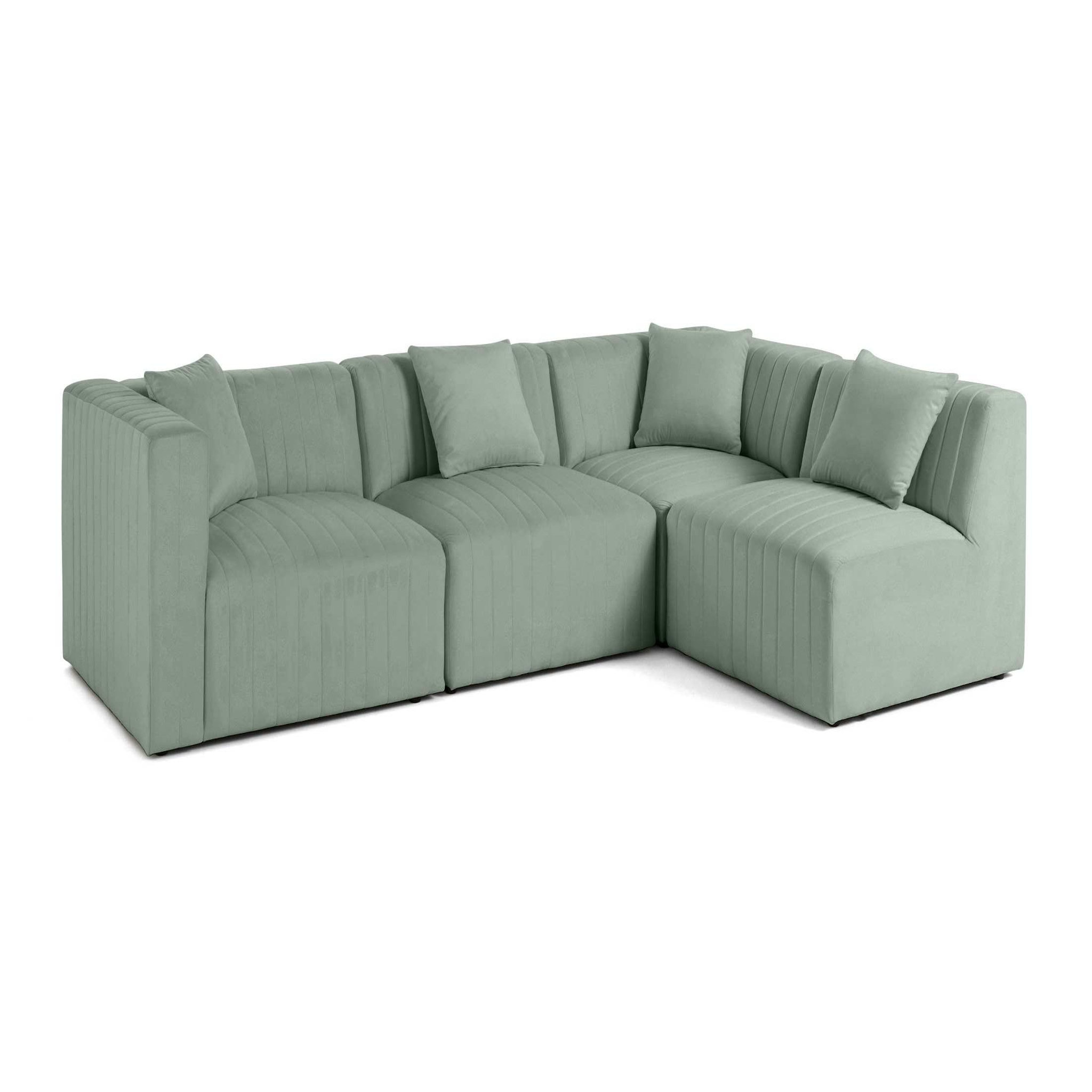Voir la diapositive 3 : LISA DESIGN Nova - canapé modulable d'angle droit - 5 places - avec pouf d'appoint - en velours