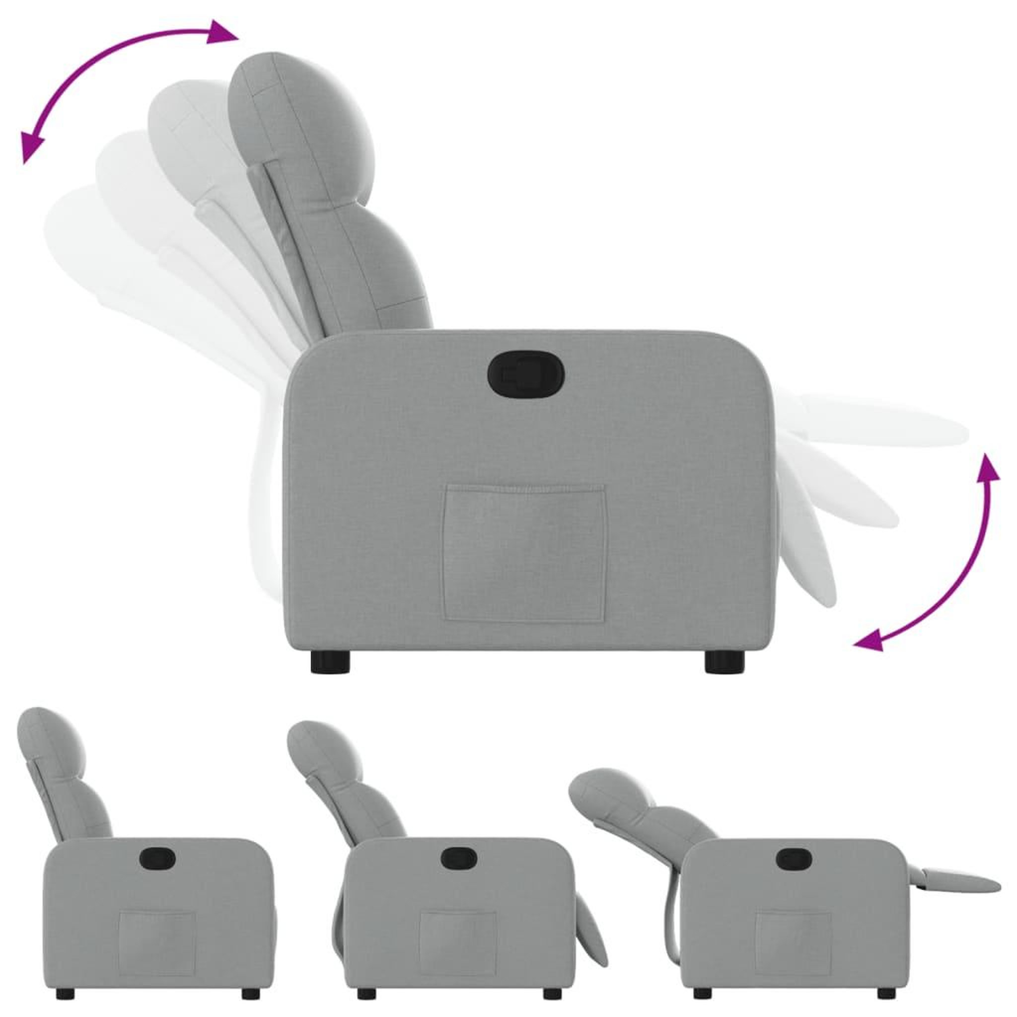 Voir la diapositive 4 : VIDAXL Fauteuil inclinable Gris clair Tissu
