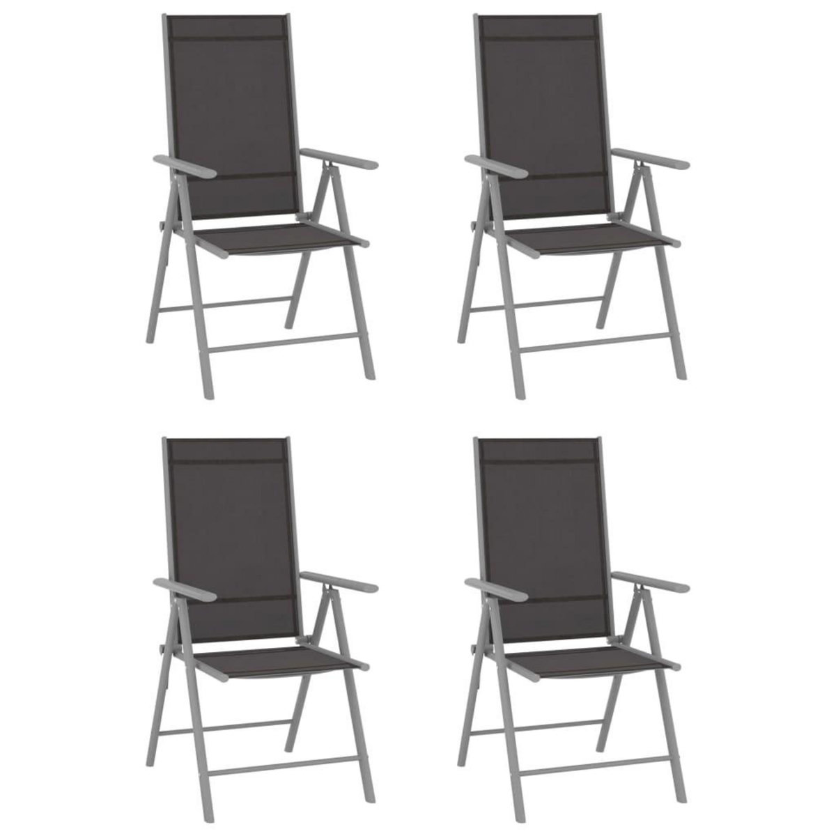 VIDAXL Chaises de jardin pliables lot de 4 Textilene Noir
