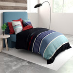 ATELIER DU COTON Parure housse de couette 100% coton 71fils azul. Coloris disponibles : Bleu