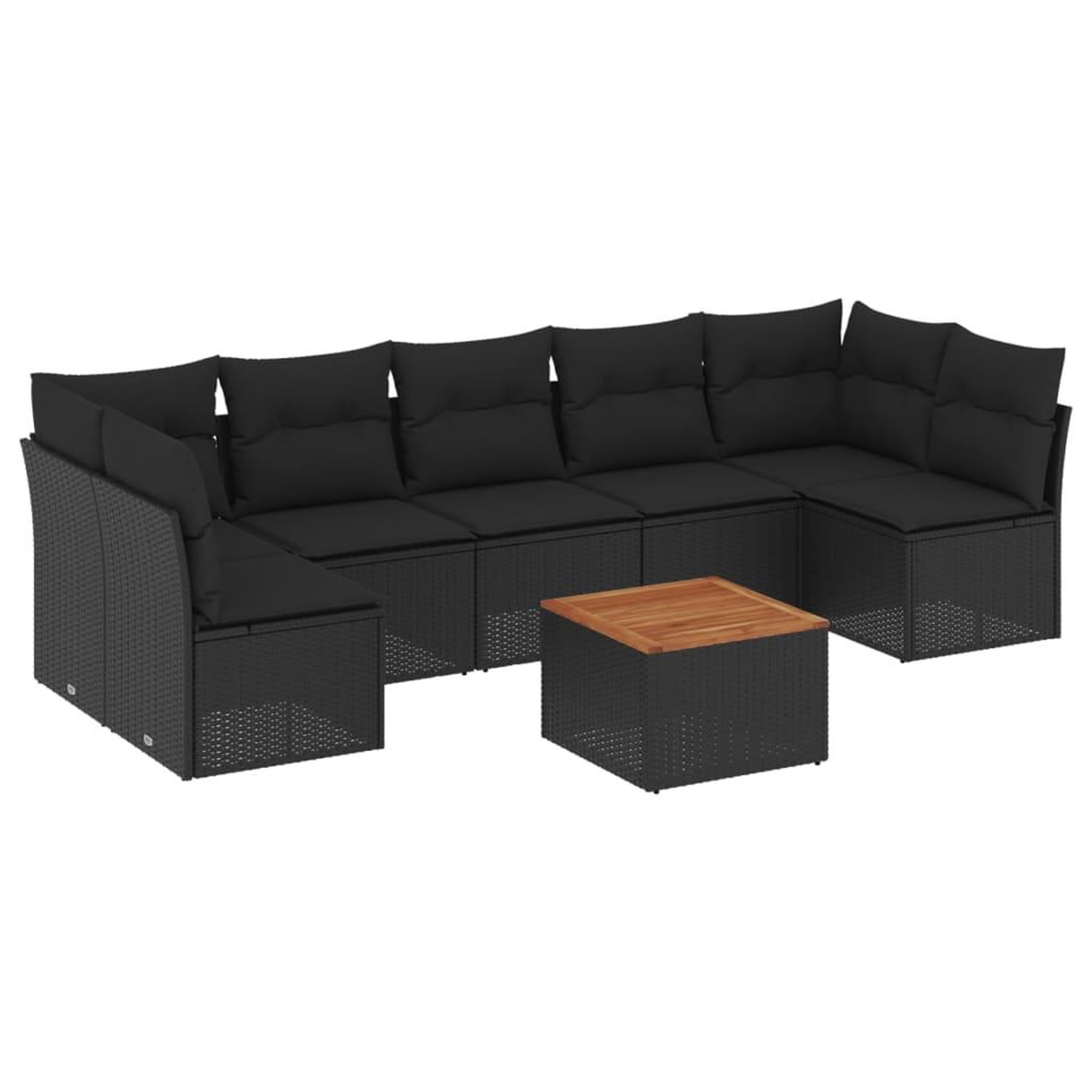 Voir la diapositive 2 : VIDAXL Salon de jardin 8 pcs avec coussins noir resine tressee