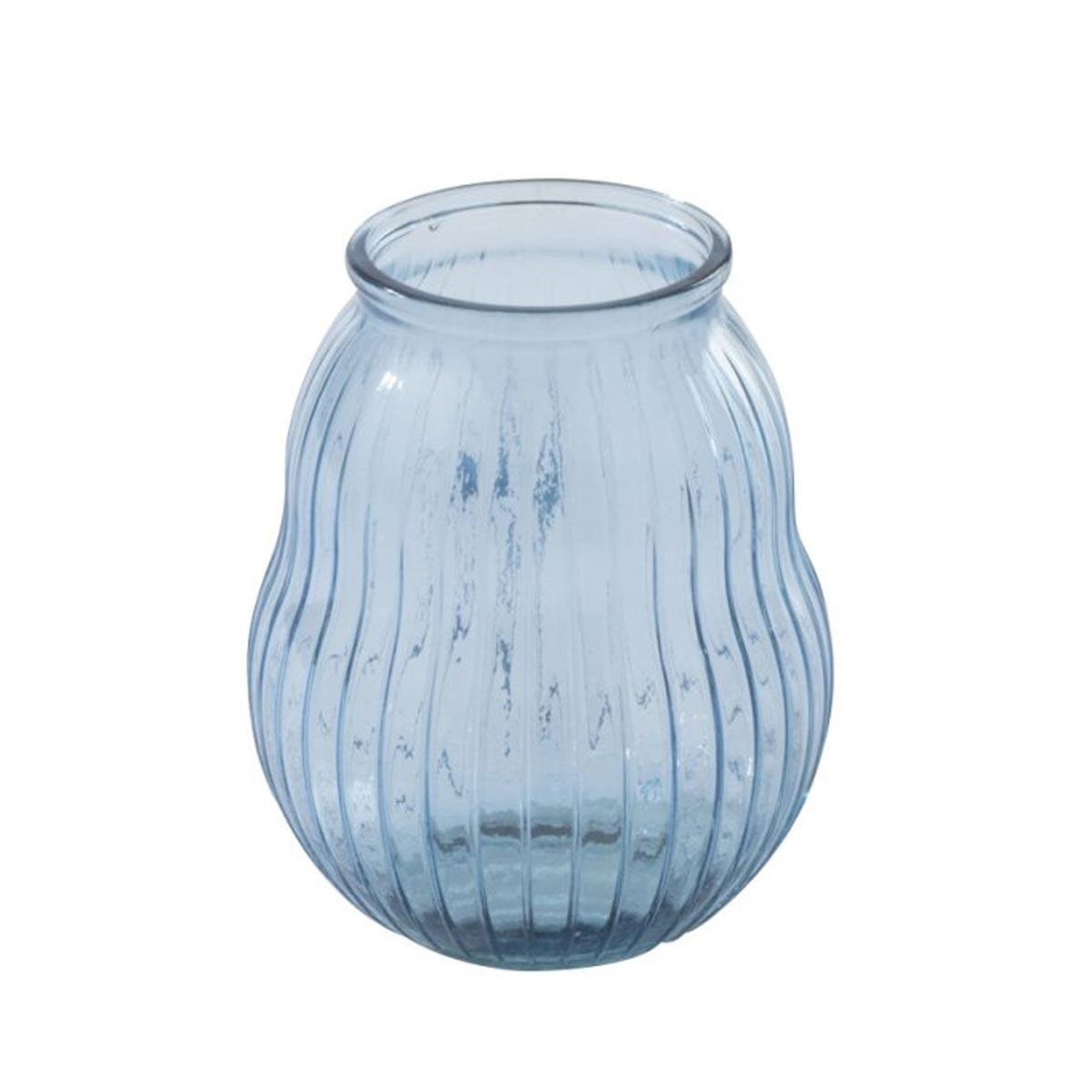 J-LINE Photophore design en verre  ligné  23cm bleu