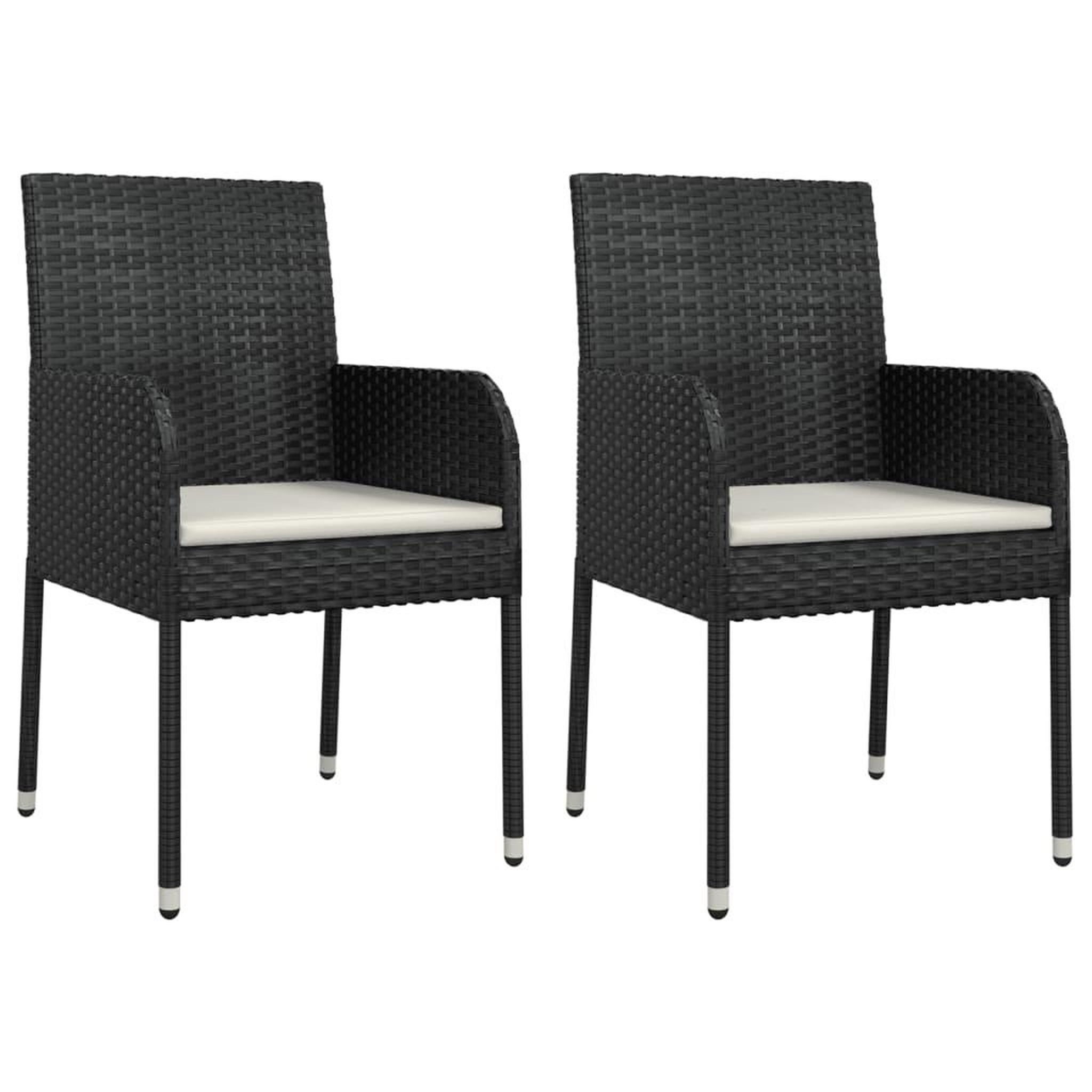 Voir la diapositive 3 : VIDAXL Ensemble a manger de jardin 9pcs coussins noir resine tressee