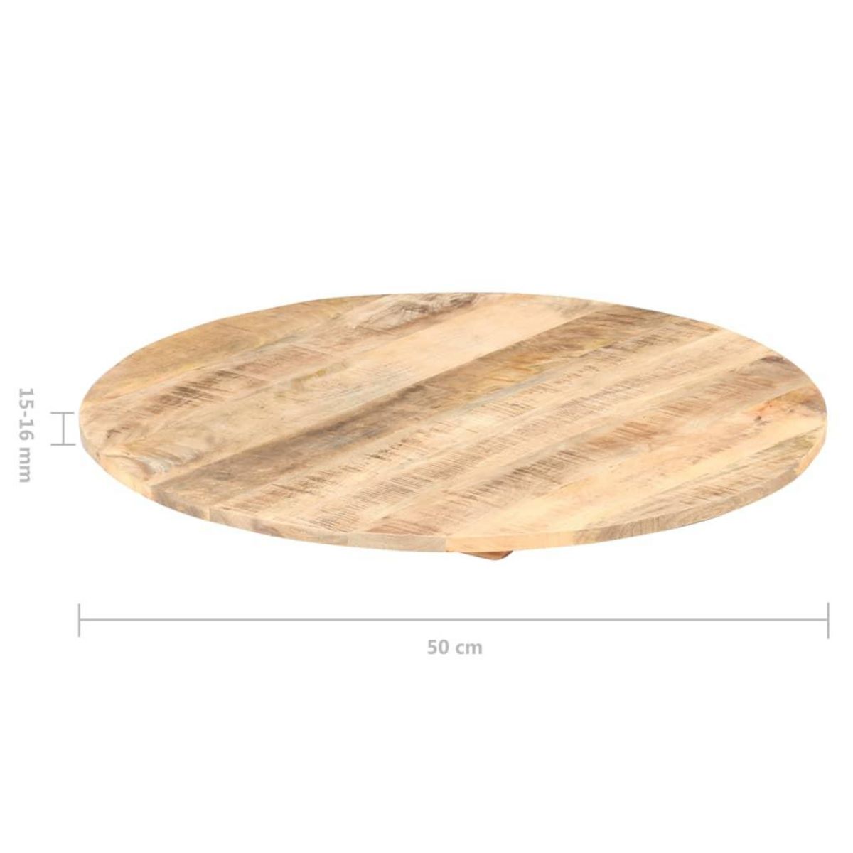 VIDAXL Dessus de table Bois de manguier solide Rond 15-16 mm 50 cm