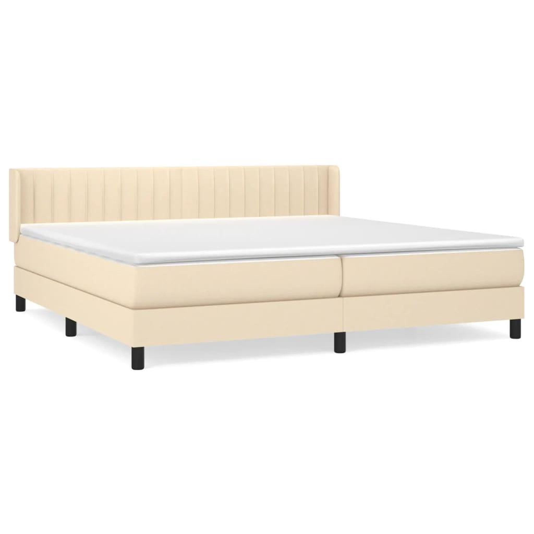 Voir la diapositive 1 : VIDAXL Sommier a lattes de lit avec matelas Creme 200x200 cm Tissu