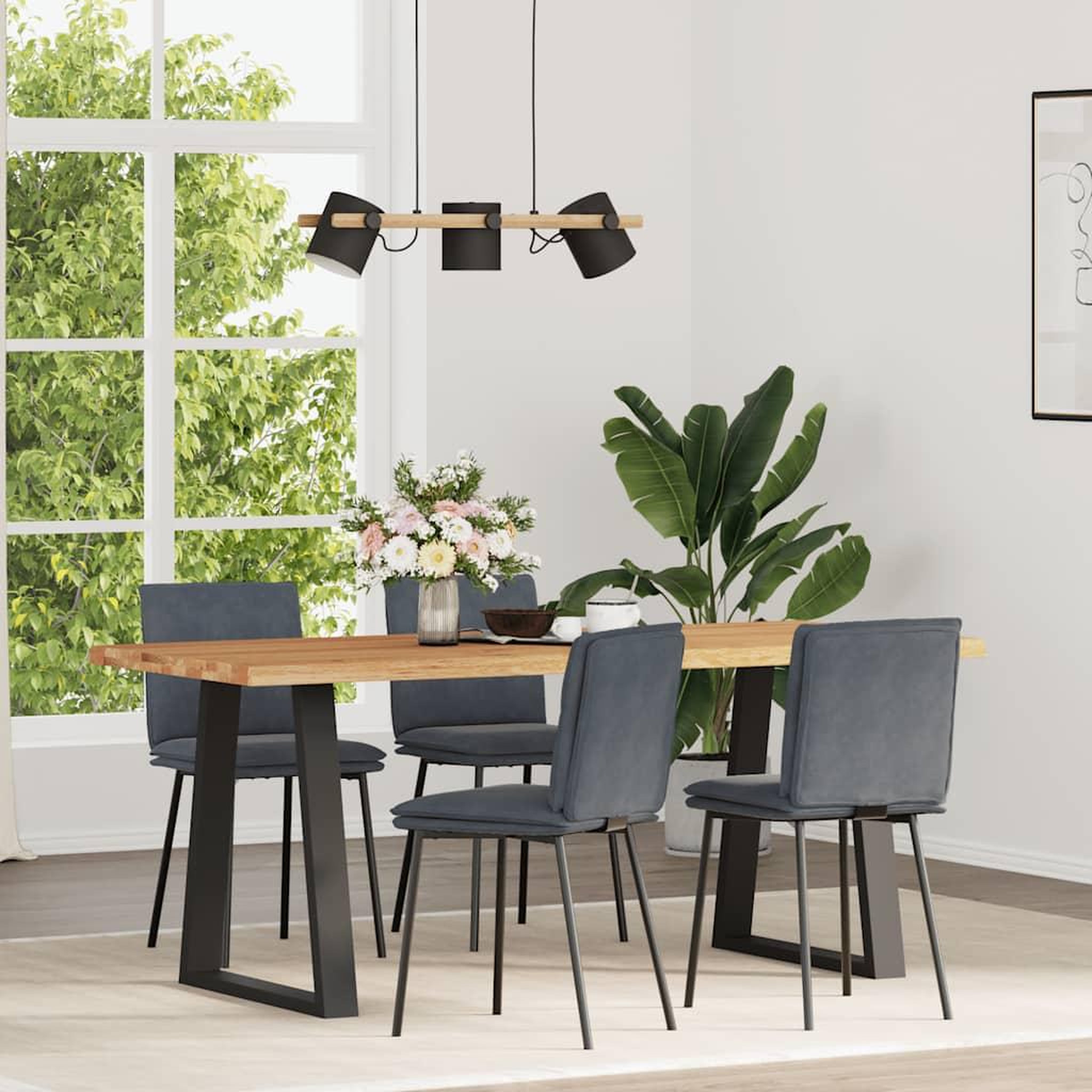 VIDAXL Chaises a manger lot de 4 Gris fonce Velours