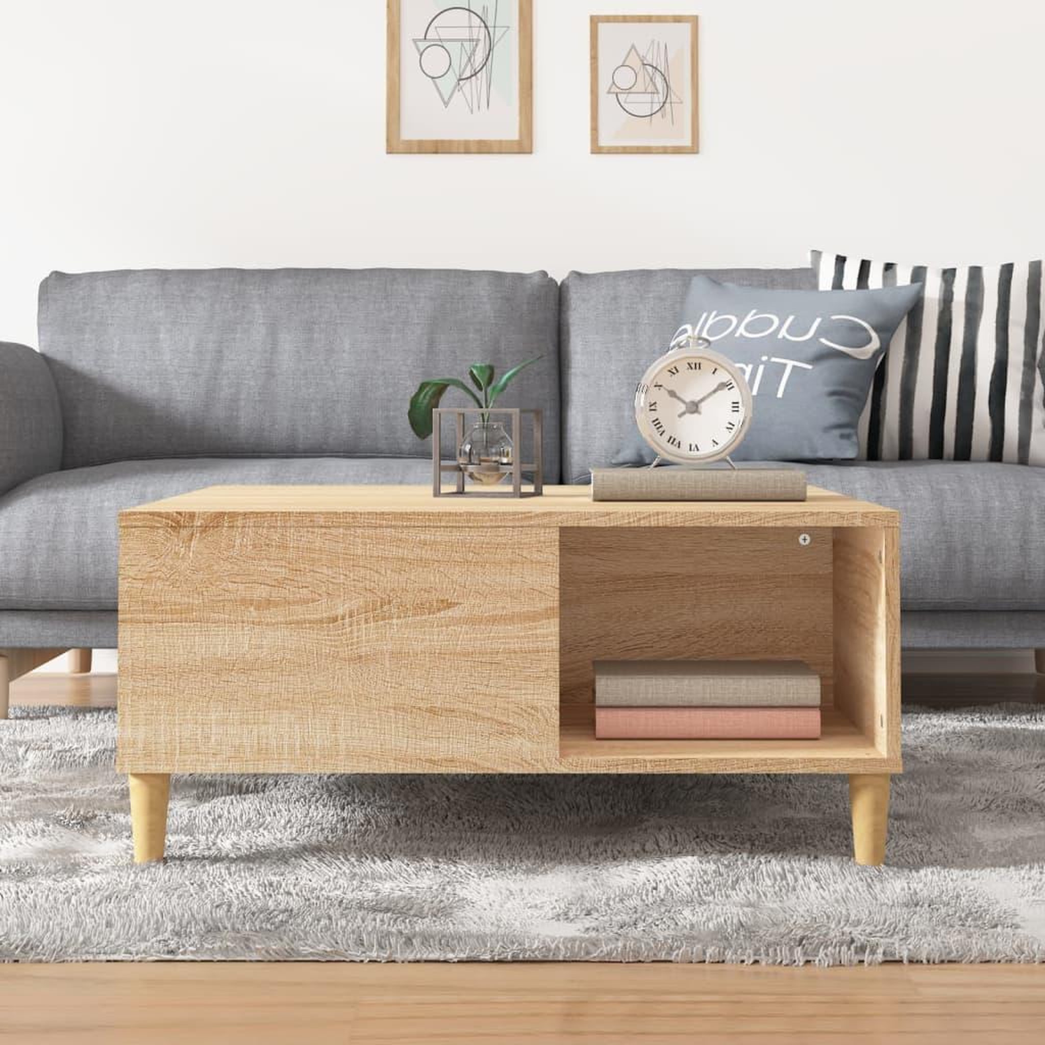 Voir la diapositive 3 : VIDAXL Table basse chene sonoma 80x80x36,5 cm bois d'ingenierie
