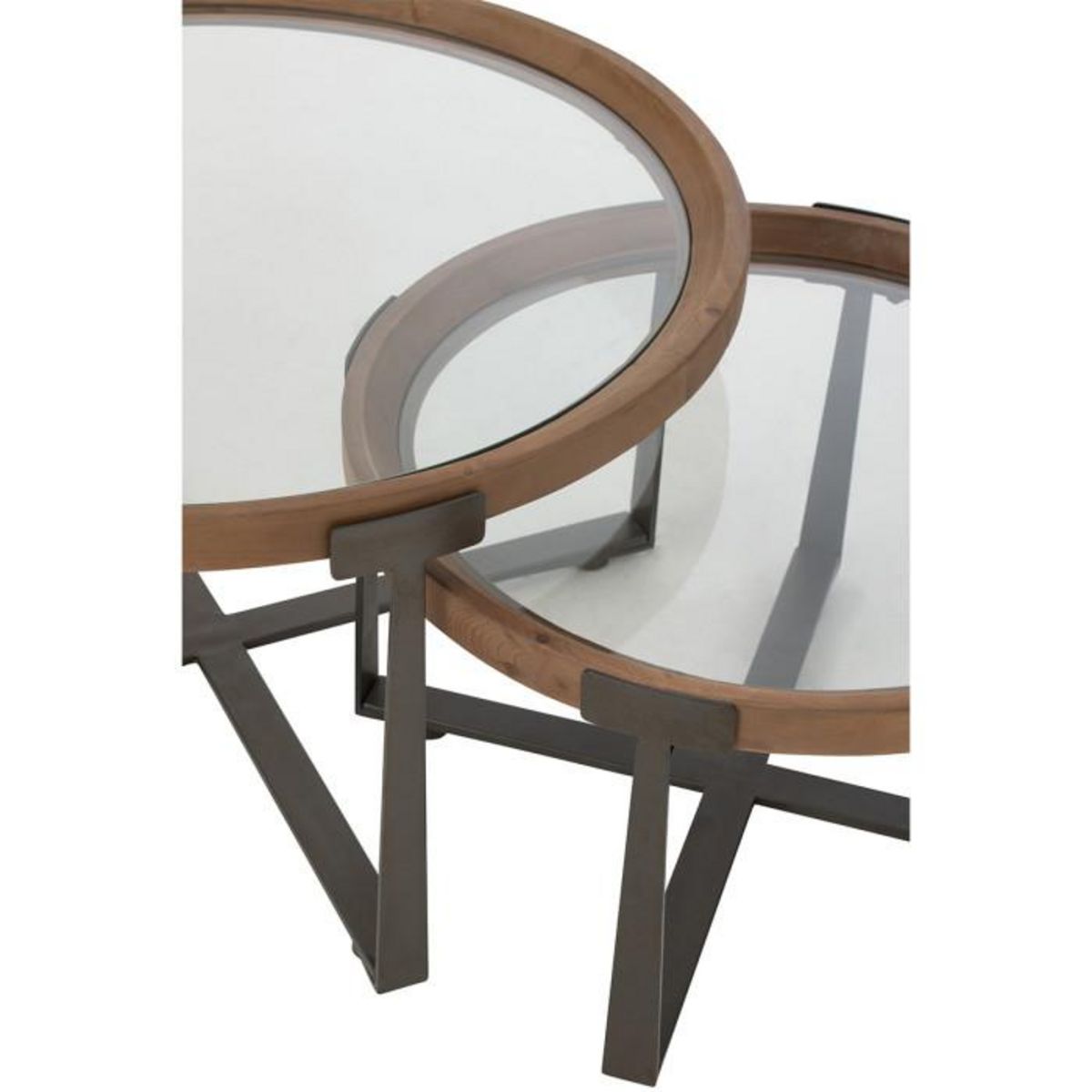 Paris Prix Lot de 2 Tables Basses en Verre  Luki  80cm Naturel