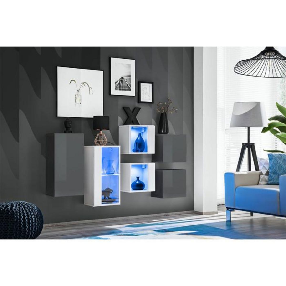 Paris Prix Meuble de Rangement  Switch SBIV  320cm Gris & Blanc