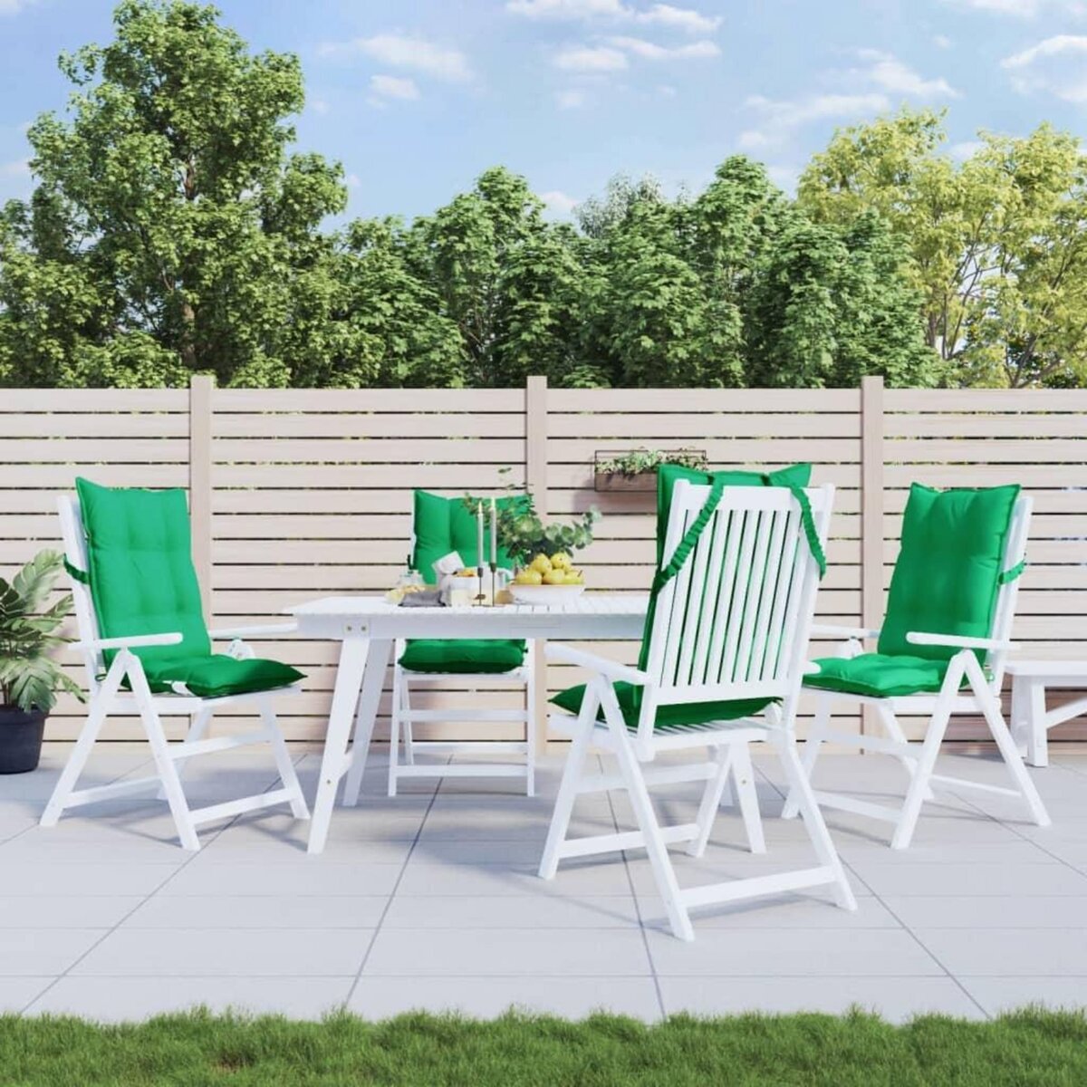 VIDAXL Coussins de chaise a dossier haut lot de 4 vert tissu oxford