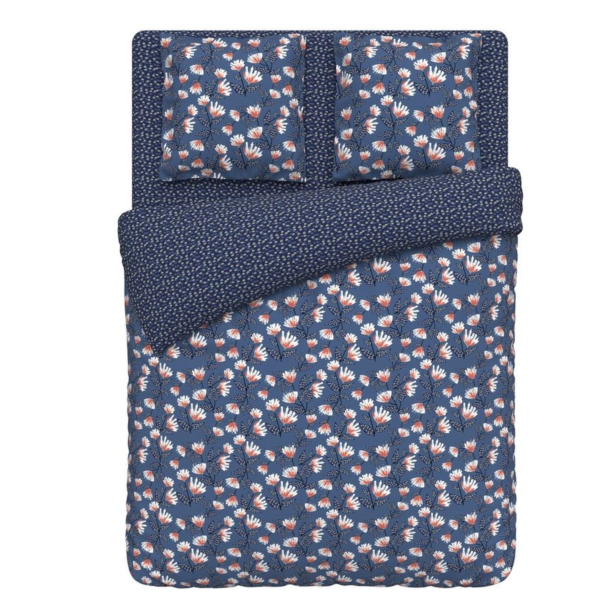 ACTUEL Parure housse de couette fantaisie en polycoton motif floral SIRINE