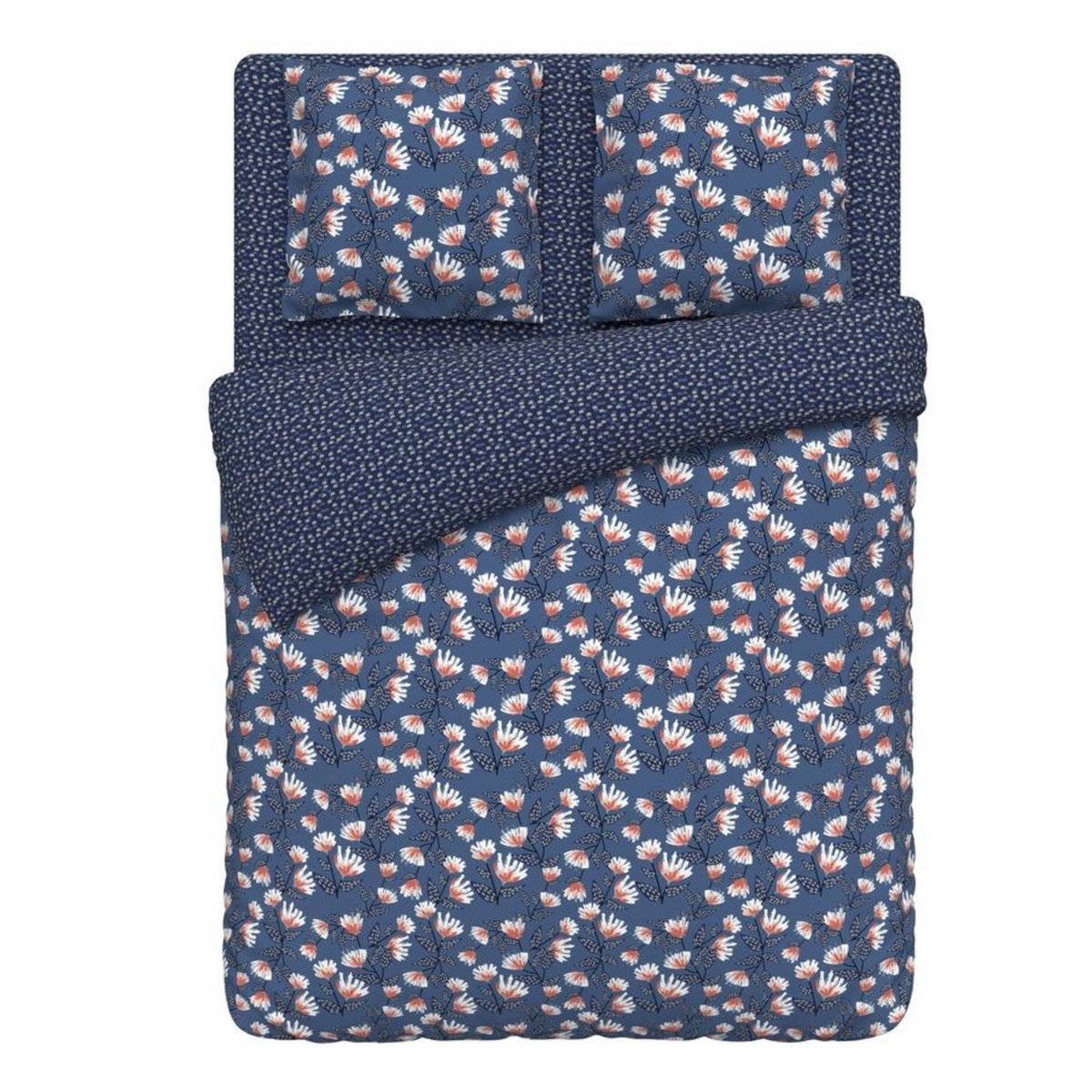 ACTUEL Parure housse de couette fantaisie en polycoton motif floral SIRINE