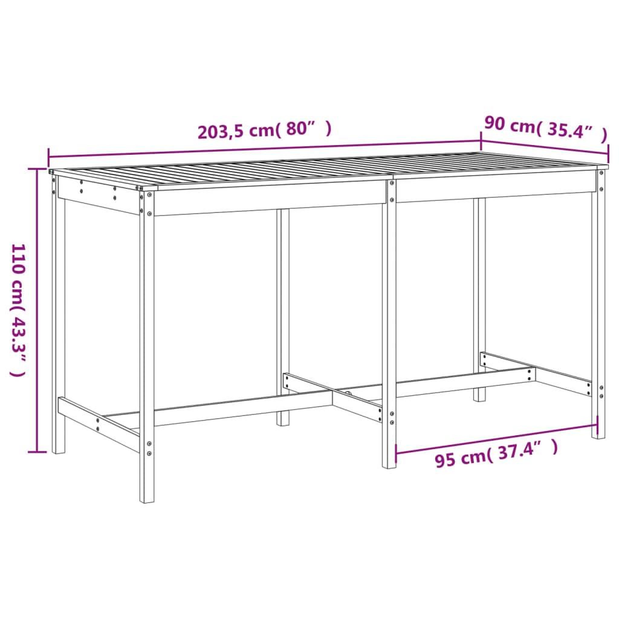 Voir la diapositive 6 : VIDAXL Ensemble de bar de jardin 9 pcs Bois de pin massif