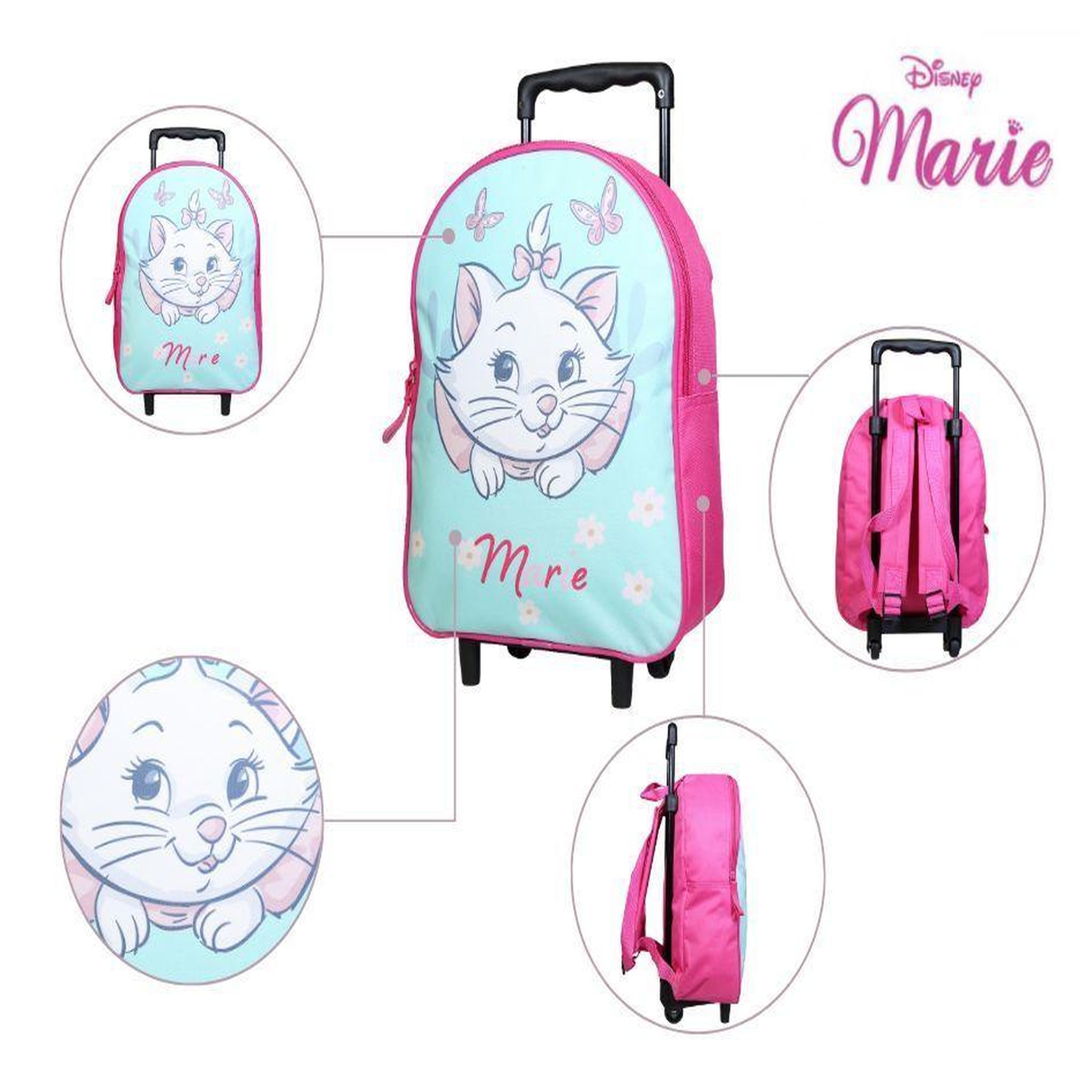 Voir la diapositive 5 : Bagtrotter BAGTROTTER Sac à dos à roulettes 31 cm Disney Marie Les Aristochats Vert