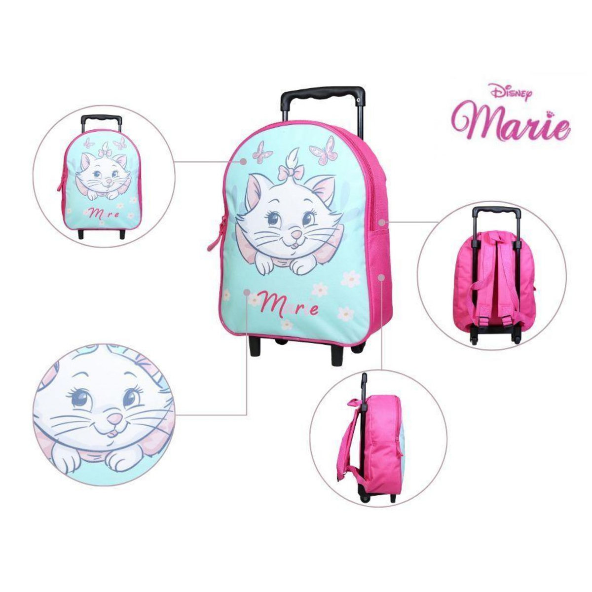 Bagtrotter BAGTROTTER Sac à dos à roulettes 31 cm Disney Marie Les Aristochats Vert