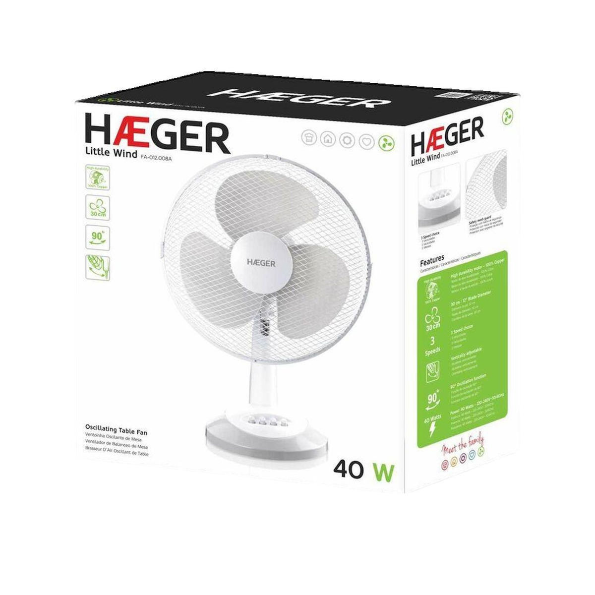 HAGER Ventilateur de table Haeger FA-016.007A blanc