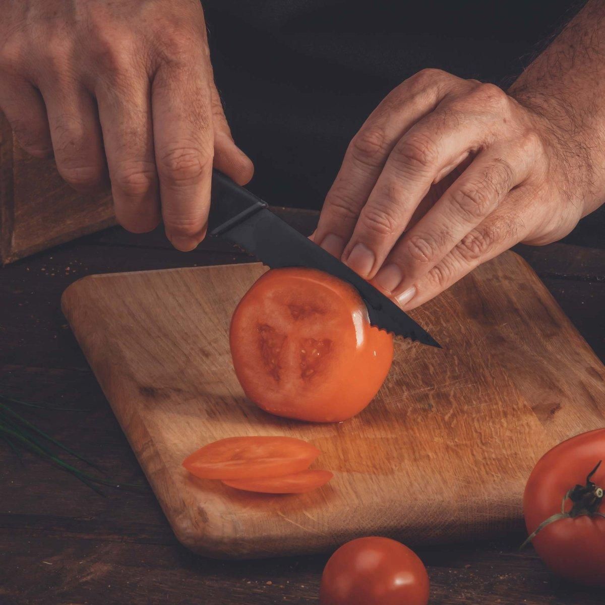 NIROSTA Couteau de cuisine cranté Nirosta Black Edition