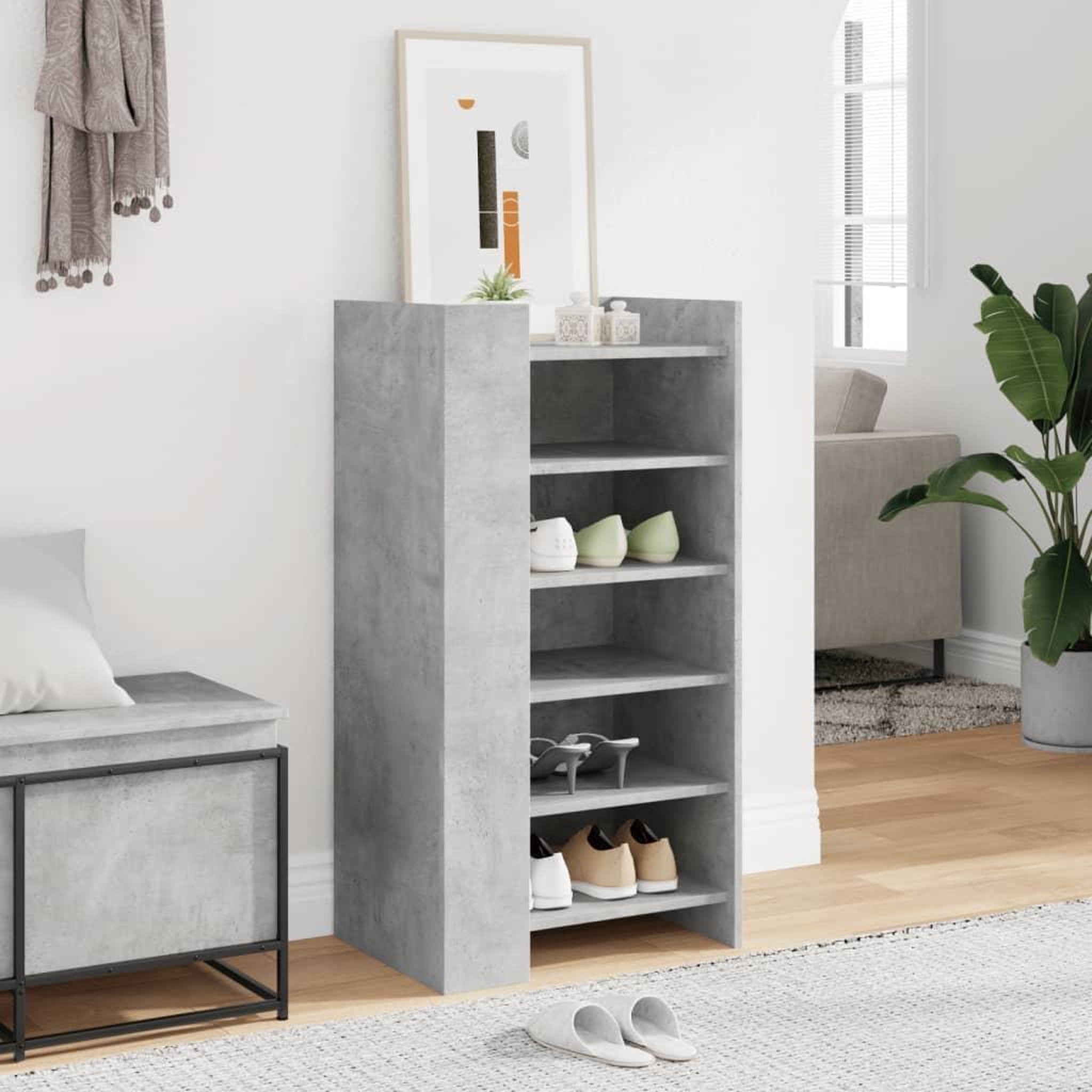 Voir la diapositive 3 : VIDAXL Armoire a chaussures gris beton 52x37,5x100cm bois d'ingenierie