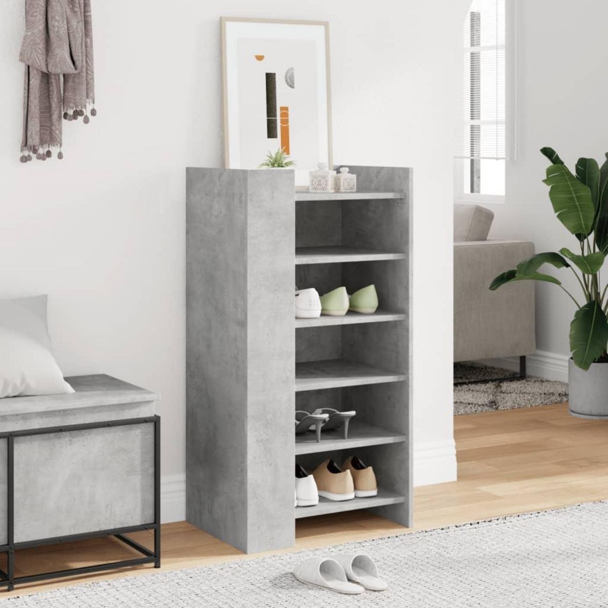 VIDAXL Armoire a chaussures gris beton 52x37,5x100cm bois d'ingenierie