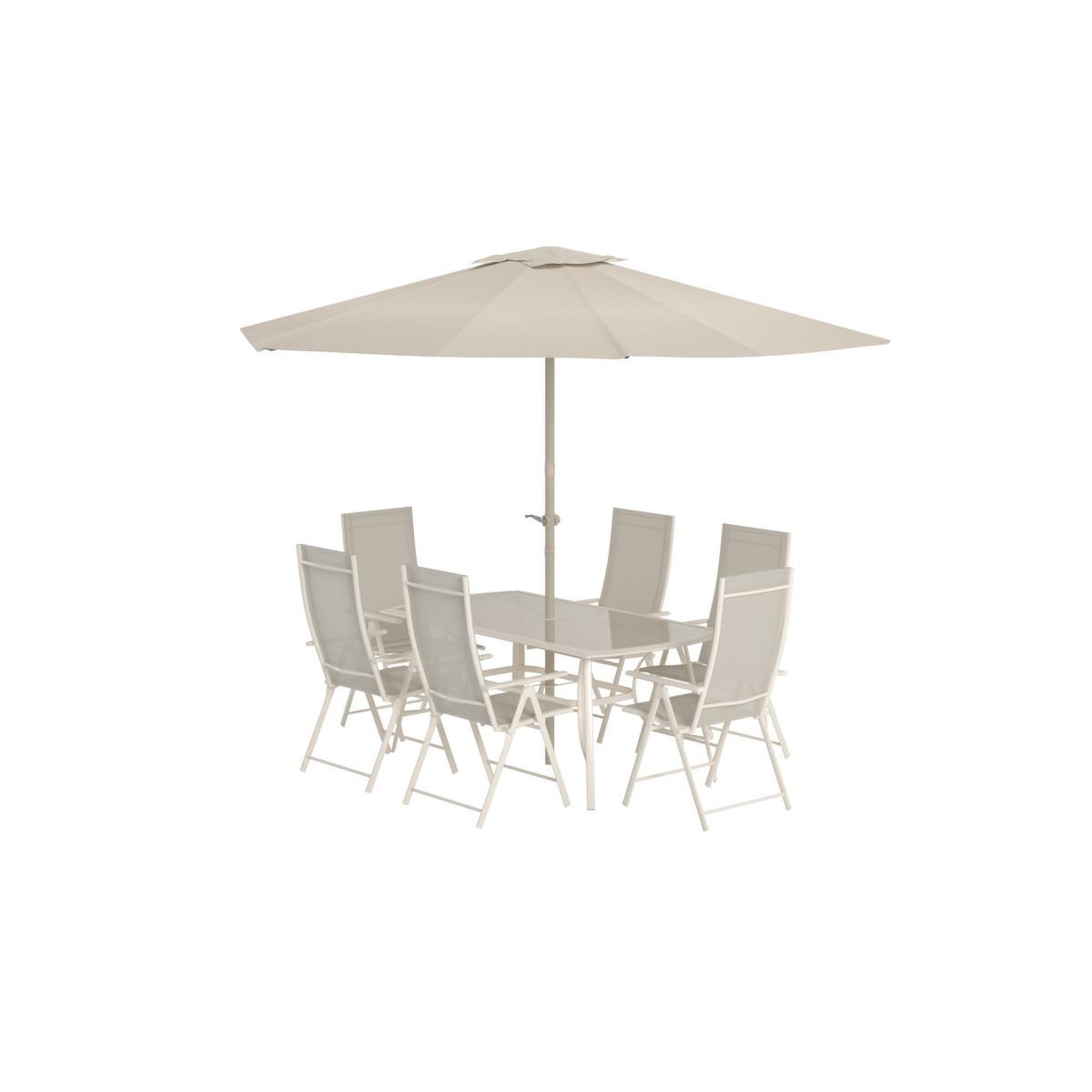 Voir la diapositive 3 : Paris Prix Ensemble table de jardin & 6 chaises  brekki  150cm beige