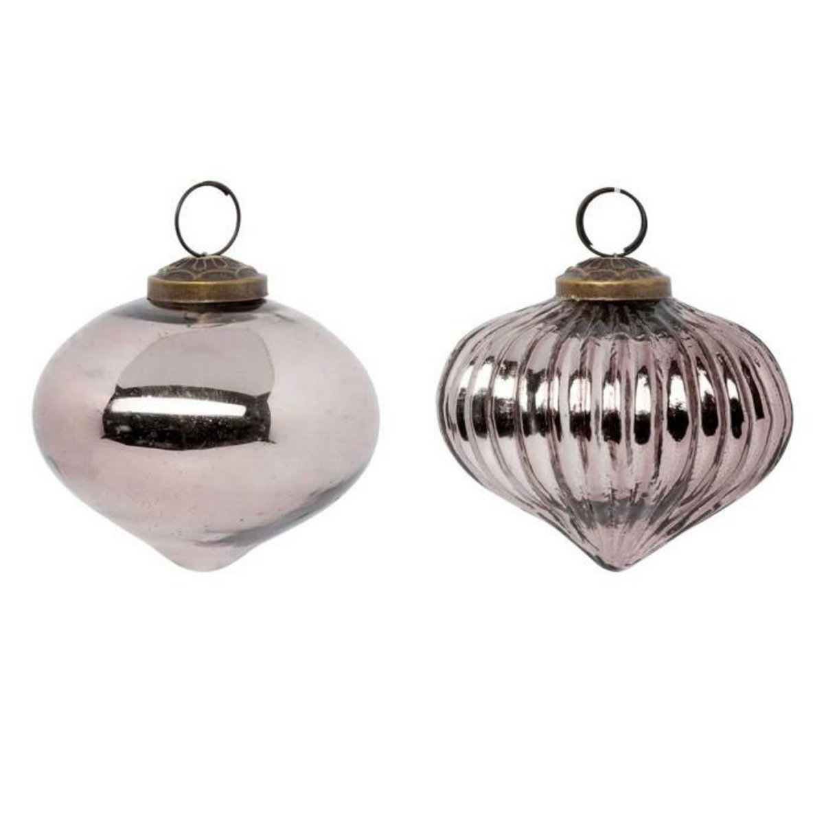 ATMOSPHERA Lot de 2 Boules de Noël en Verre  Goutte  8cm Marron