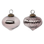 ATMOSPHERA Lot de 2 Boules de Noël en Verre  Goutte  8cm Marron