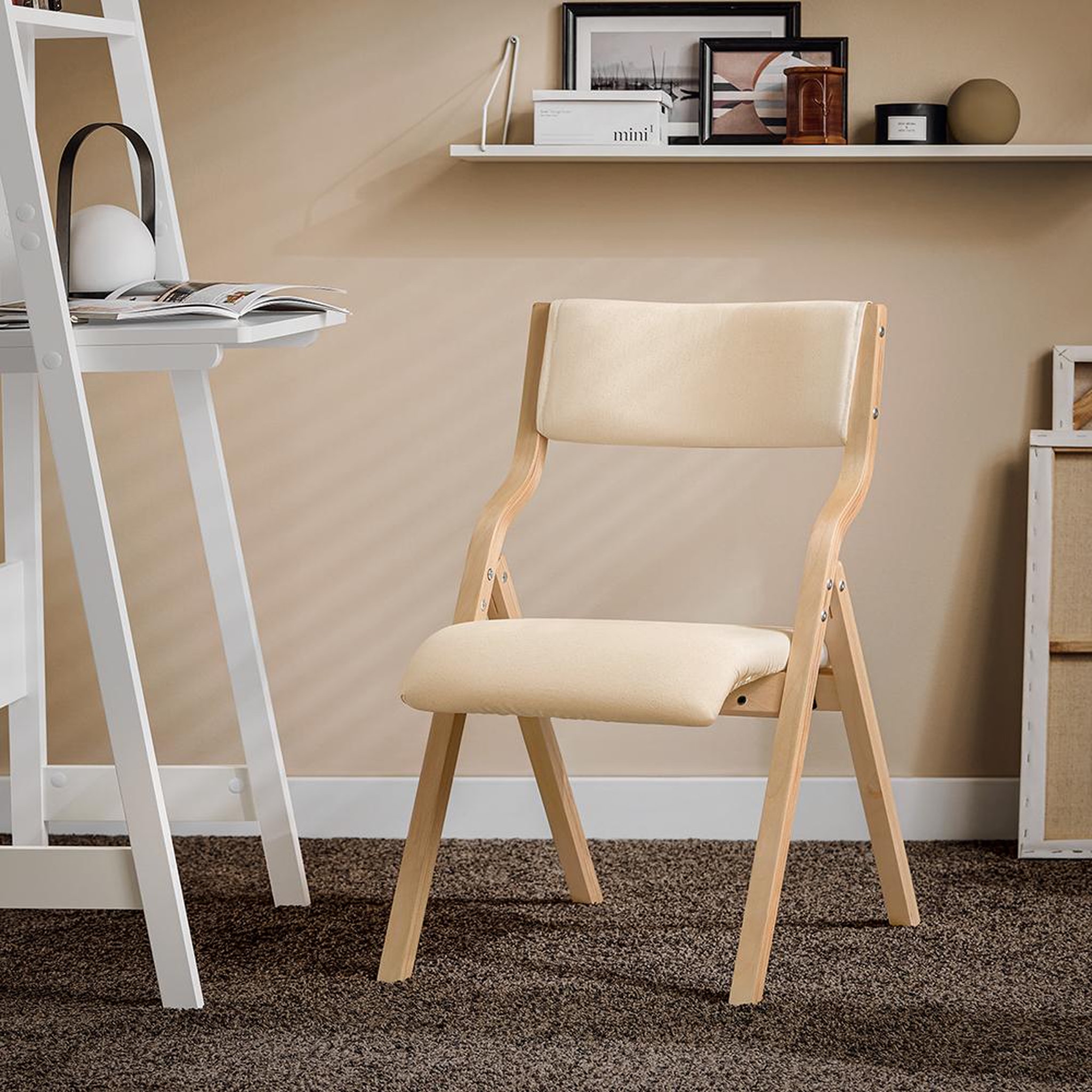 Voir la diapositive 5 : SOBUY Chaise Pliante Design Blanc 48x42x80cm FST40-WX2