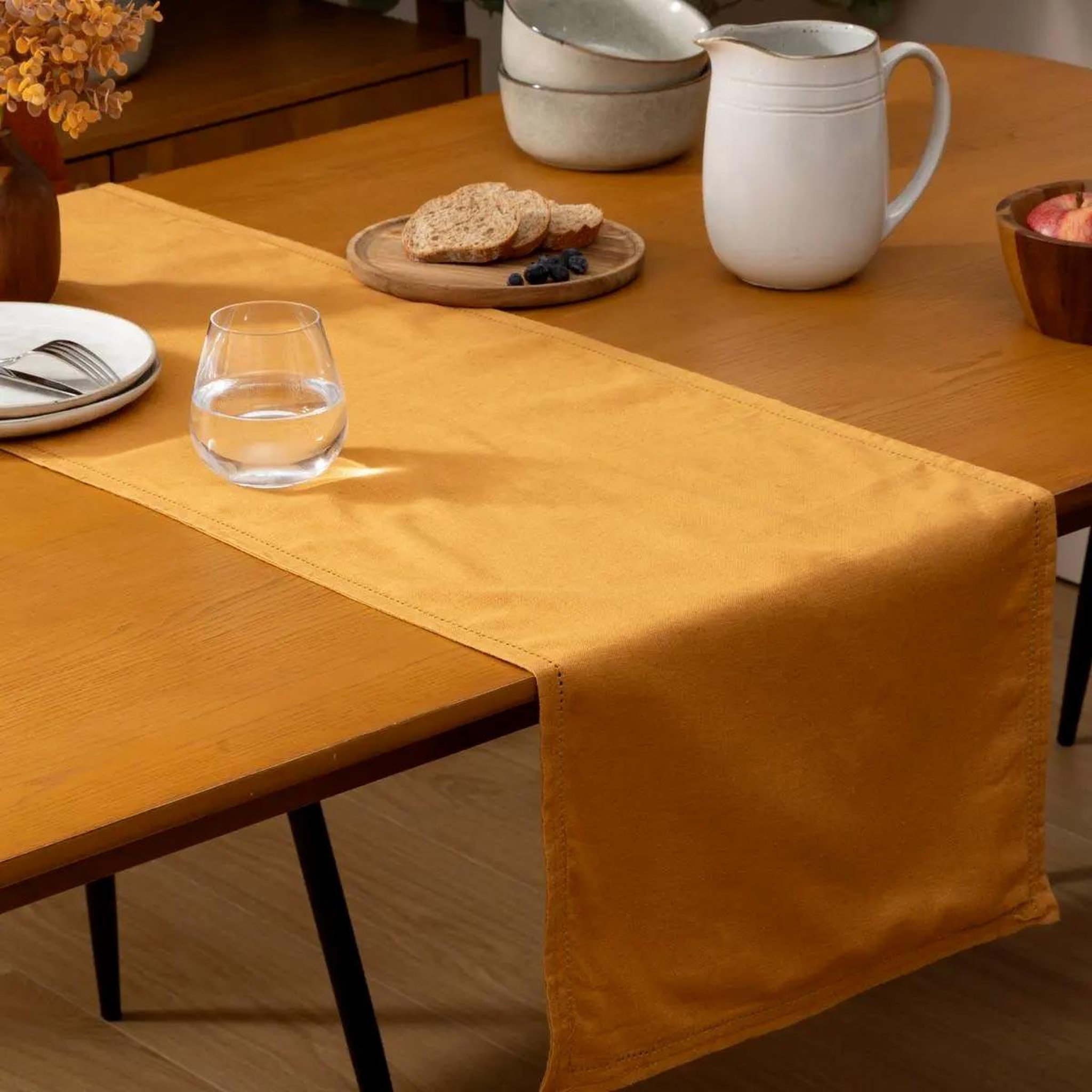 Voir la diapositive 2 : SECRET DE GOURMET Chemin de table  elina  38x140cm jaune