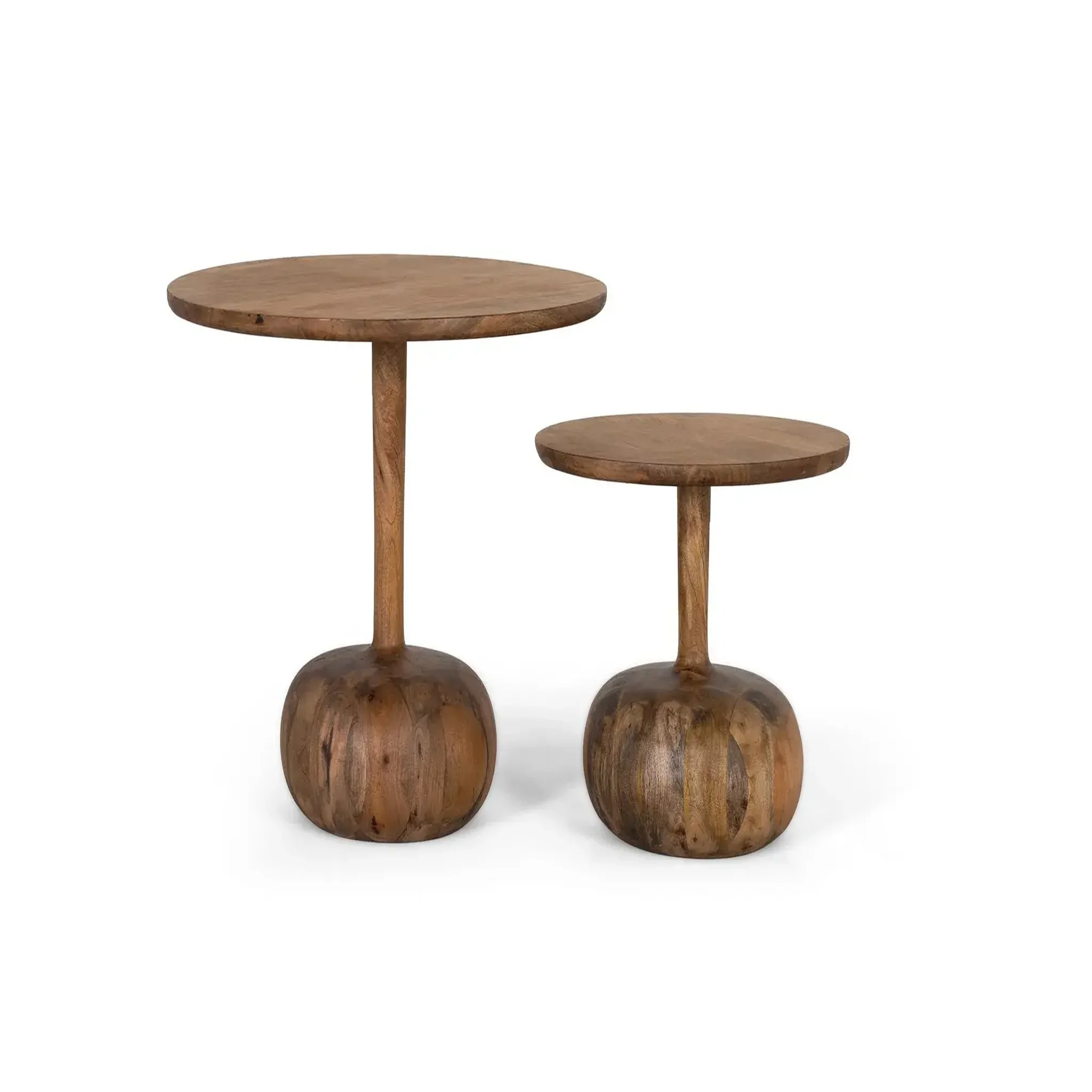 GINER Y COLOMER SL Lot de 2 tables basses de bois de mindi grand 70 cm, petite 50 cm style rustique moderne