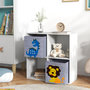 Voir la diapositive 2 : HOMCOM Meuble de rangement jouets enfant étagère de jouet pour chambre d'enfant 4 casiers 2 tiroirs non tissé MDF blanc