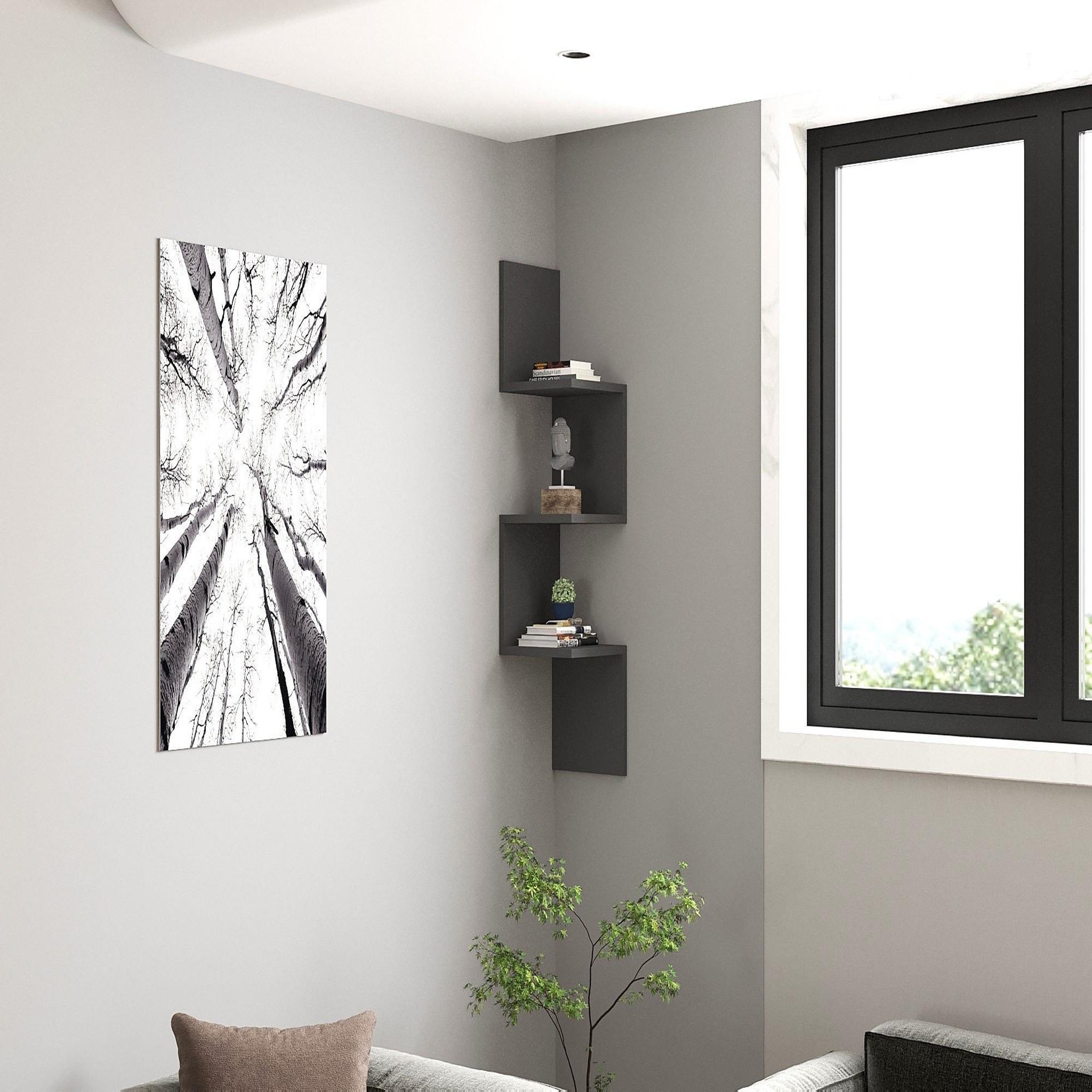 Voir la diapositive 3 : Habitat et Jardin Étagère murale en bois  zikzak  105,4 x 25 x 25 cm - anthracite