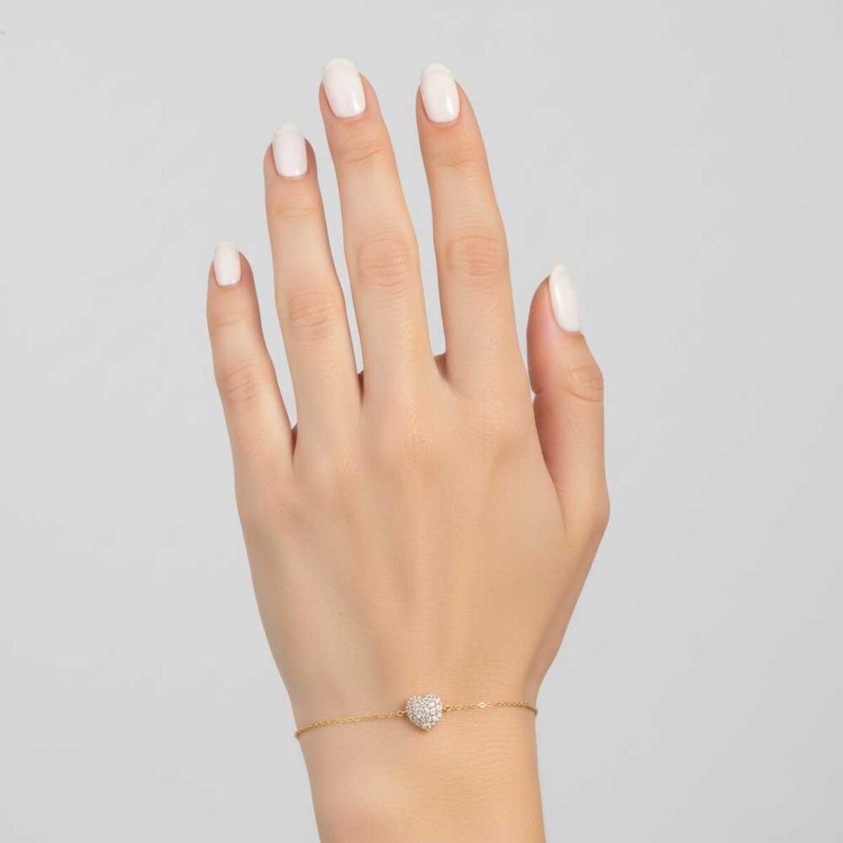 L'ATELIER D'AZUR Bracelet Or Jaune - Motif Coeur Pavé de Zirconiums - Femme