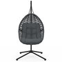 Voir la diapositive 5 : ID MARKET Fauteuil lune suspendu ajouré effet rotin avec coussin gris