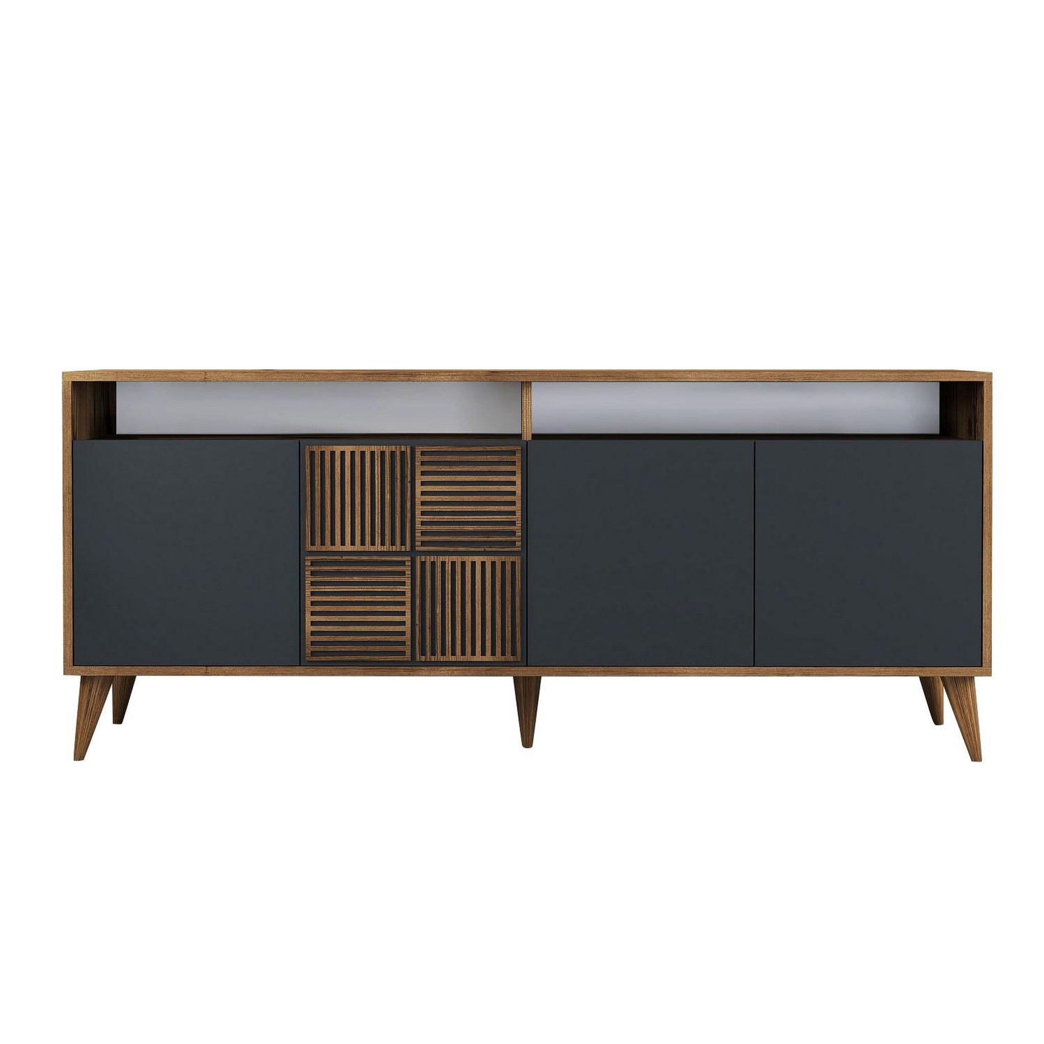Habitat et Jardin Buffet en bois  milan  - 180 x 35 x 78 cm - noyer anthracite