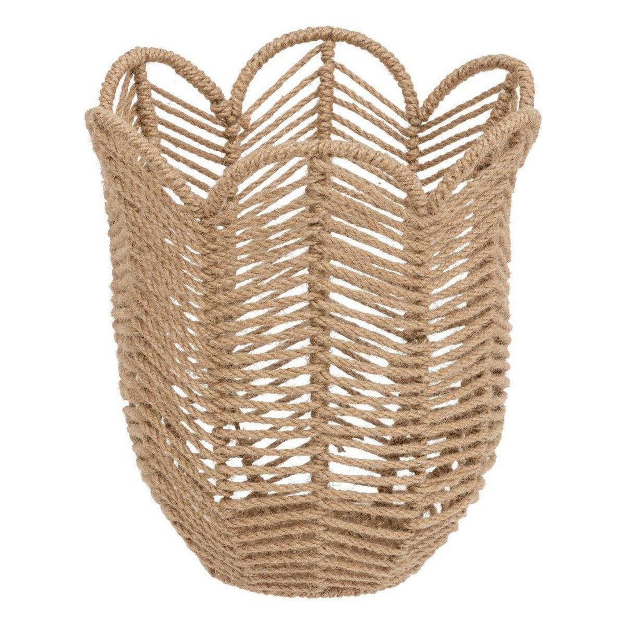 Voir la diapositive 3 : ATMOSPHERA Lot de 3 Paniers en Jute  Floral  37cm Naturel