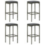 Voir la diapositive 3 : VIDAXL Ensemble de bar de jardin 5 pcs et coussins Resine tressee Gris