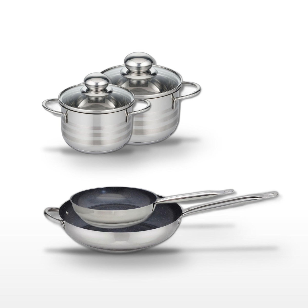 ELO Lot de 2 Poêles 24/32 cm et 2 Faitouts 14/16 cm Elo Profi Therm Platinum