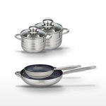 ELO Lot de 2 Poêles 24/32 cm et 2 Faitouts 14/16 cm Elo Profi Therm Platinum