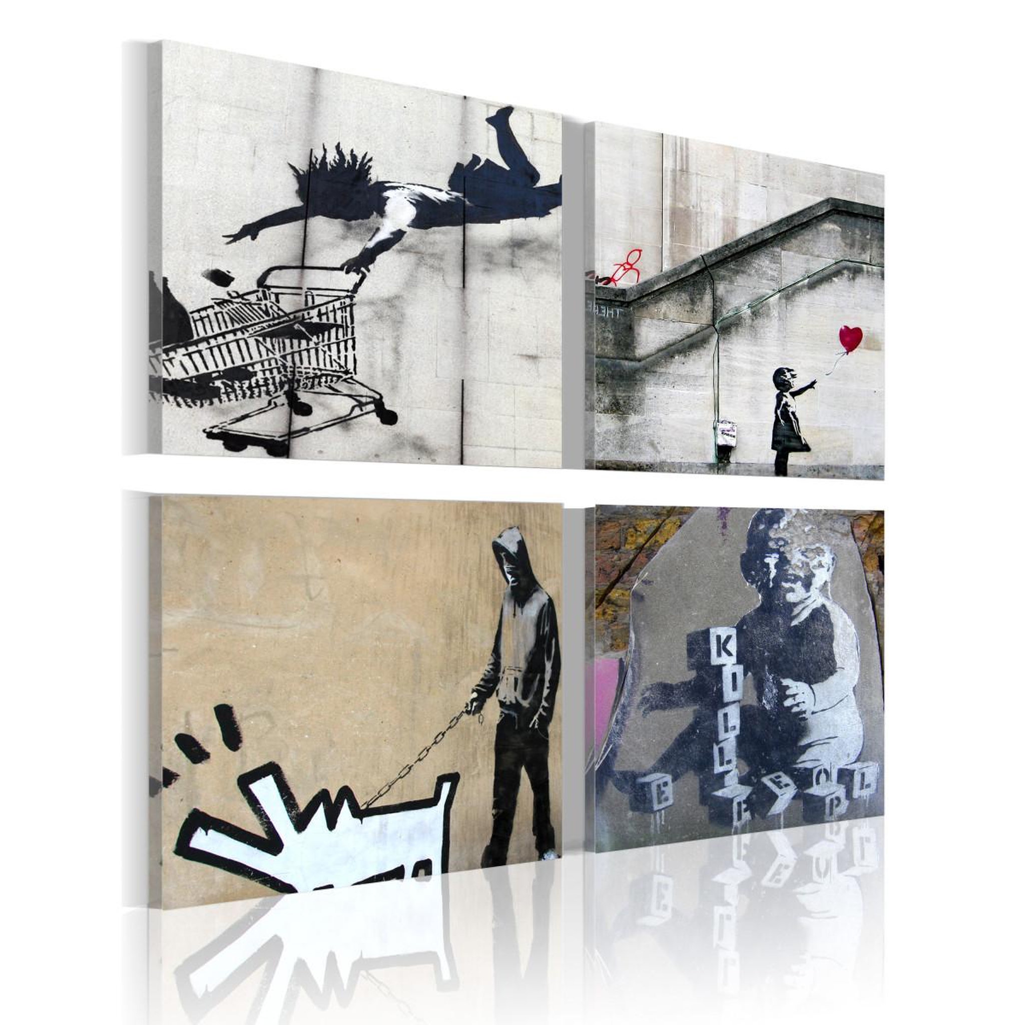 Paris Prix Tableau imprimé  banksy - quatre idées créatives. Coloris disponibles : Multicolore